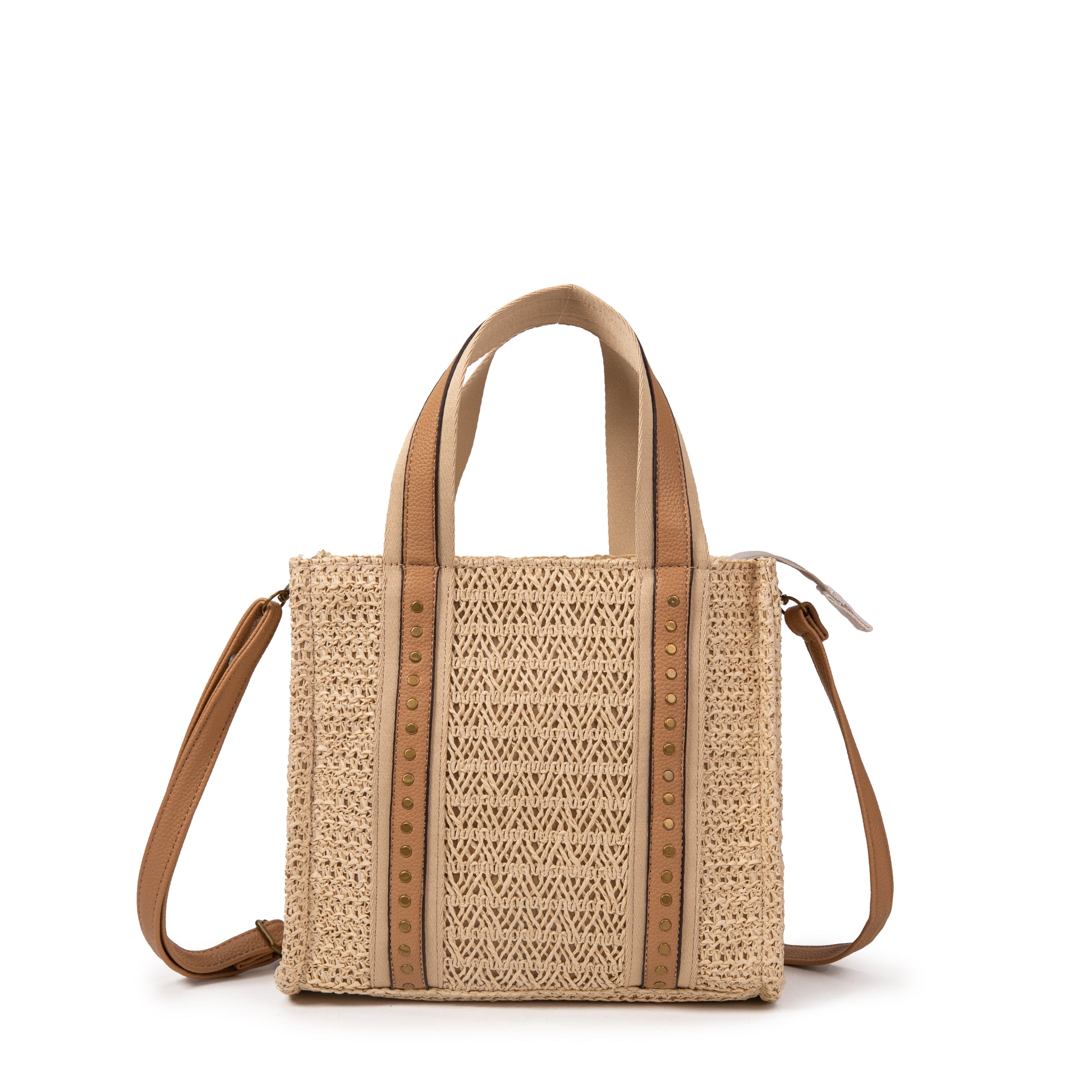 Bolso rafia cuadrado con tachuelas | MAC&NOA® Urban Stud Bag
