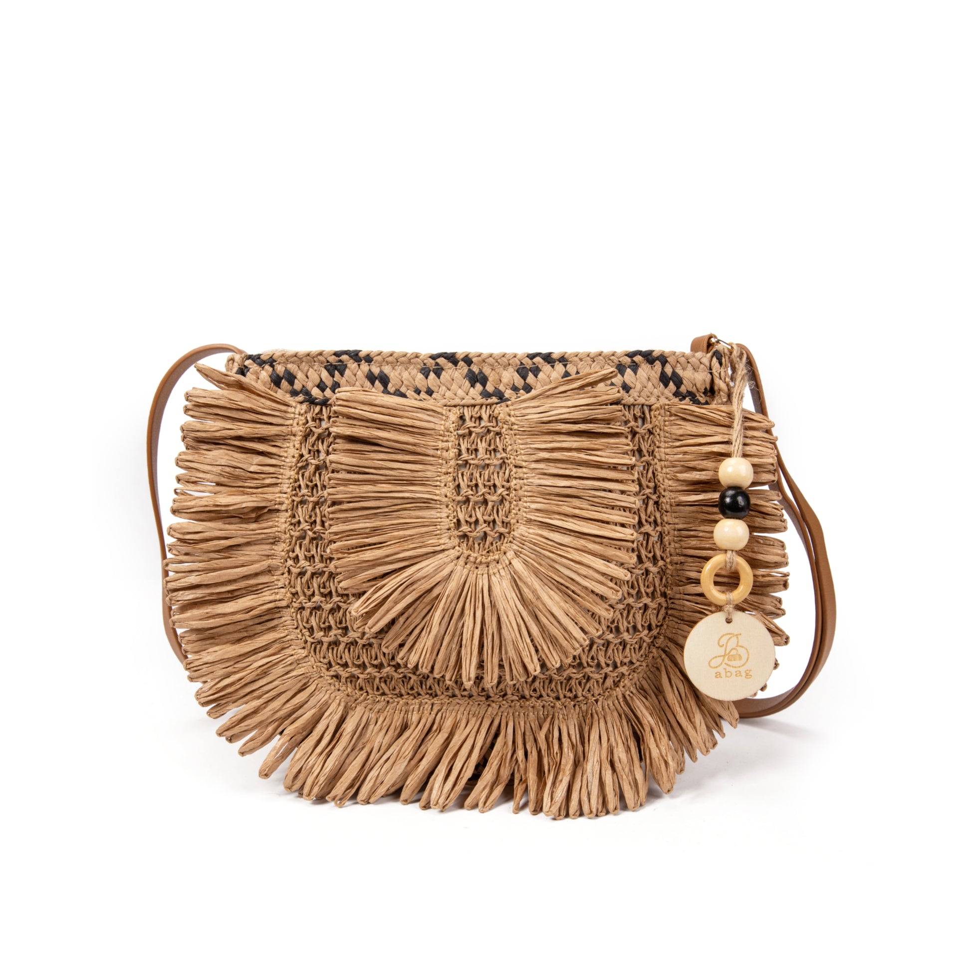 Bolso de rafia con flecos y bandolera regulable | Diseño artesanal exclusivo para verano 2025 | Ligero y natural | Edición limitada | ABAG