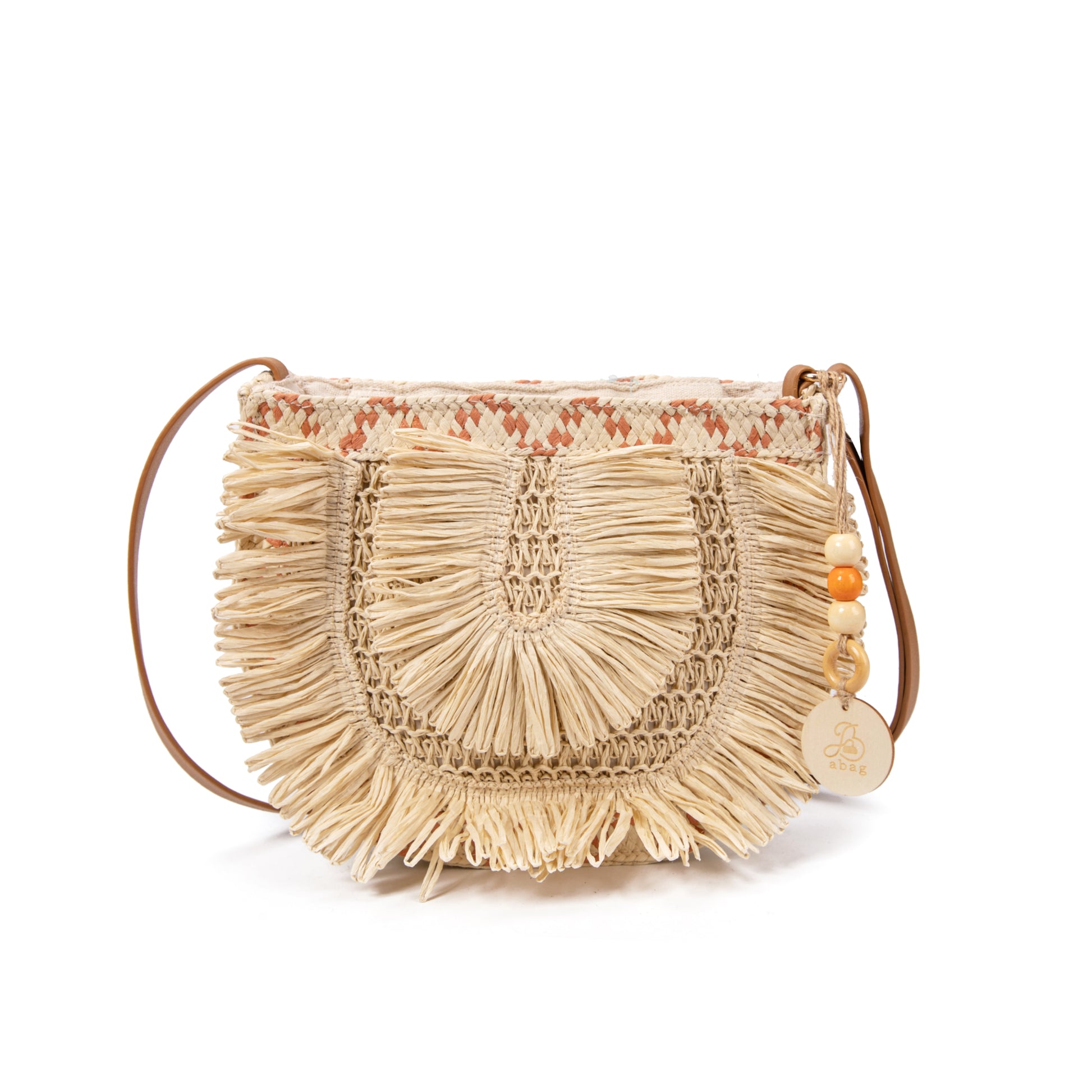 Bolso de rafia con flecos y bandolera regulable | Diseño artesanal exclusivo para verano 2025 | Ligero y natural | Edición limitada | ABAG