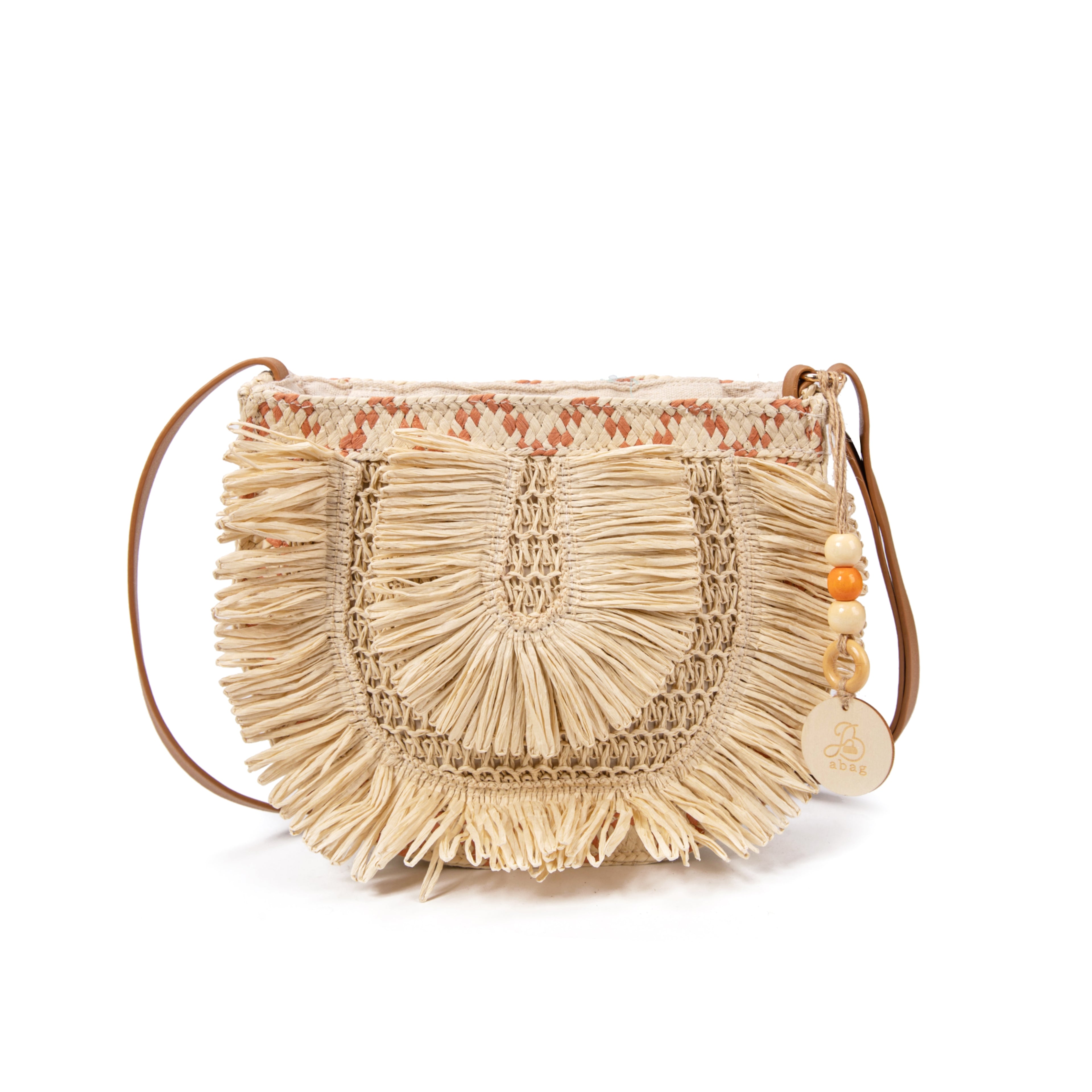 Bolso de rafia con flecos y bandolera regulable | Diseño artesanal exclusivo para verano 2026| Ligero y natural | Edición limitada | ABAG