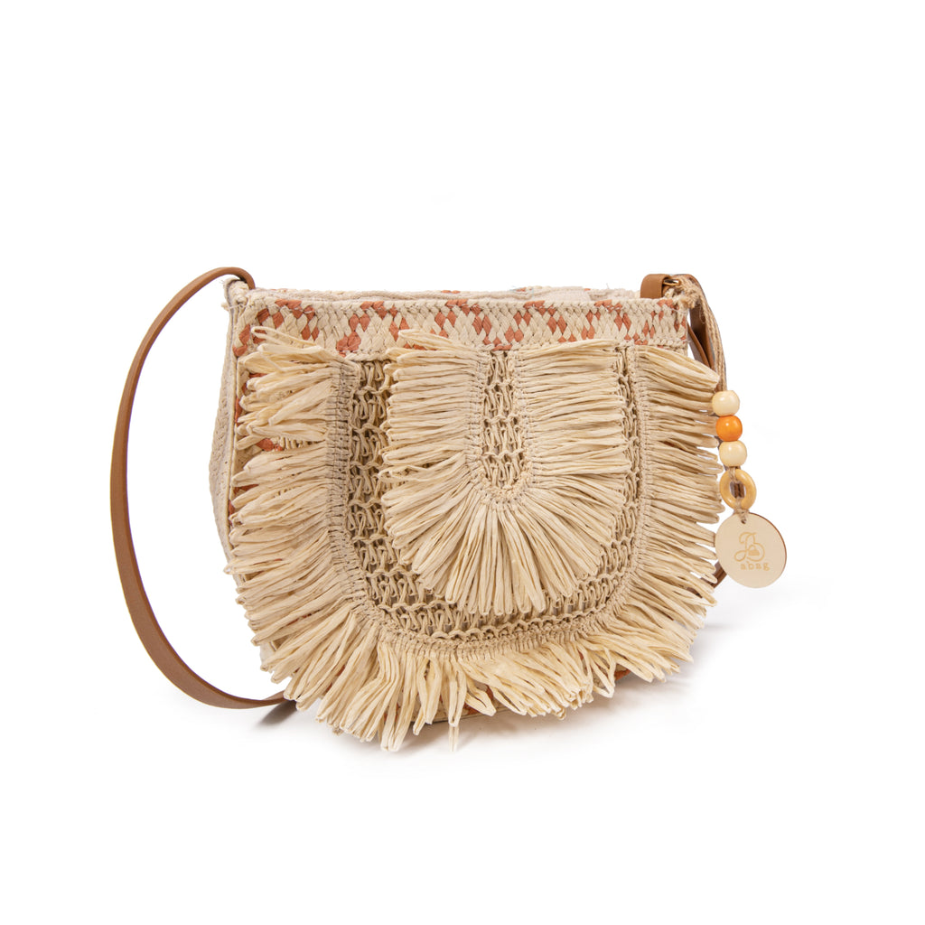 Bolso de rafia con flecos y bandolera regulable | Diseño artesanal exclusivo para verano 2025 | Ligero y natural | Edición limitada | ABAG