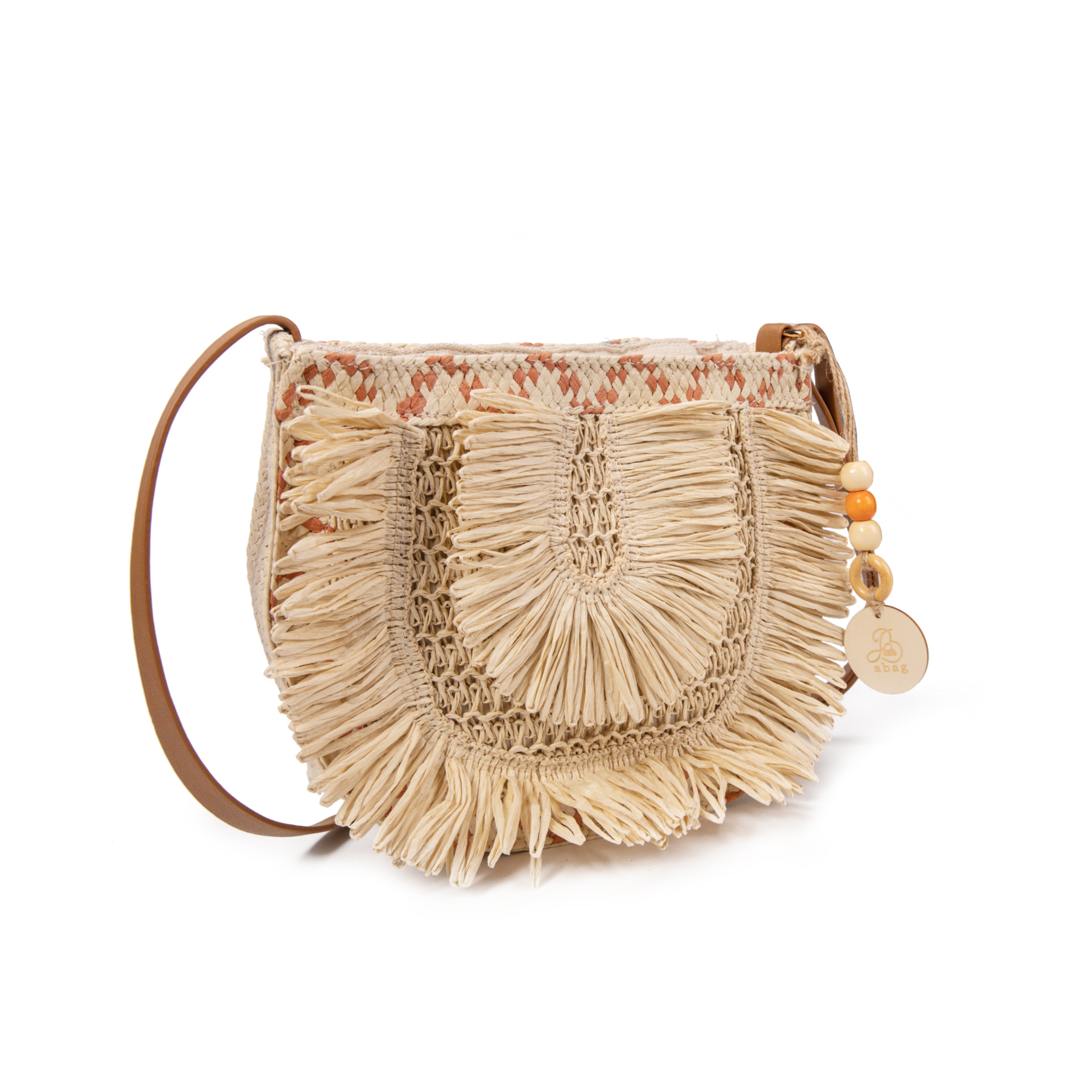 Bolso de rafia con flecos y bandolera regulable | Diseño artesanal exclusivo para verano 2026| Ligero y natural | Edición limitada | ABAG