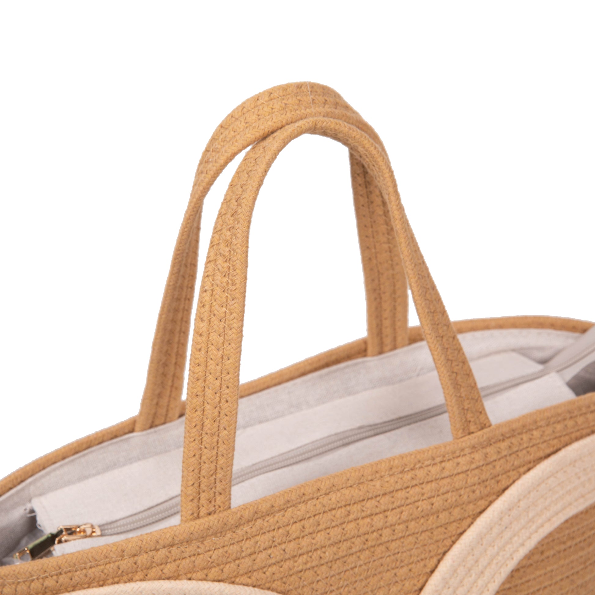 Capazo de cuerda con doble C decorativa y bandolera | Bolso tote verano