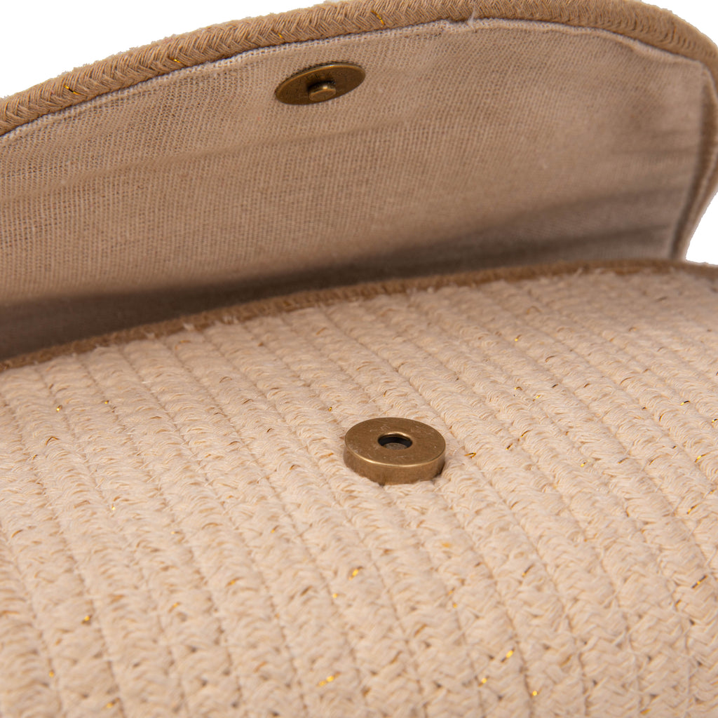 Clutch de rafia con solapa semicircular y bandolera | Bolso Irene Bag