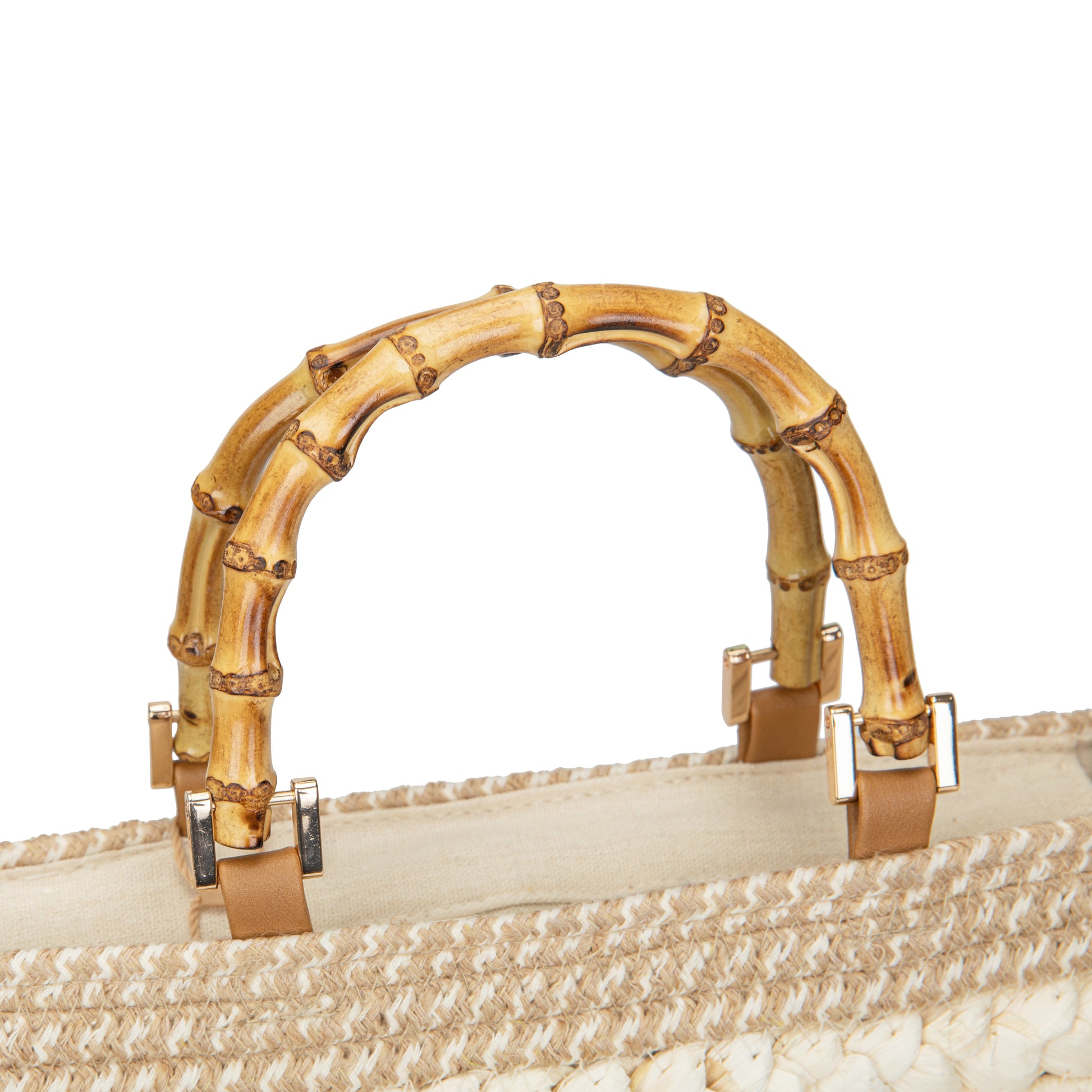 Maletín de rafia con asas de bambú y bandolera | Bolso laptop Irene Bag