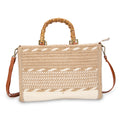 Bolso Maletín Mujer con Asa de Bambú y Bandolera Ajustable