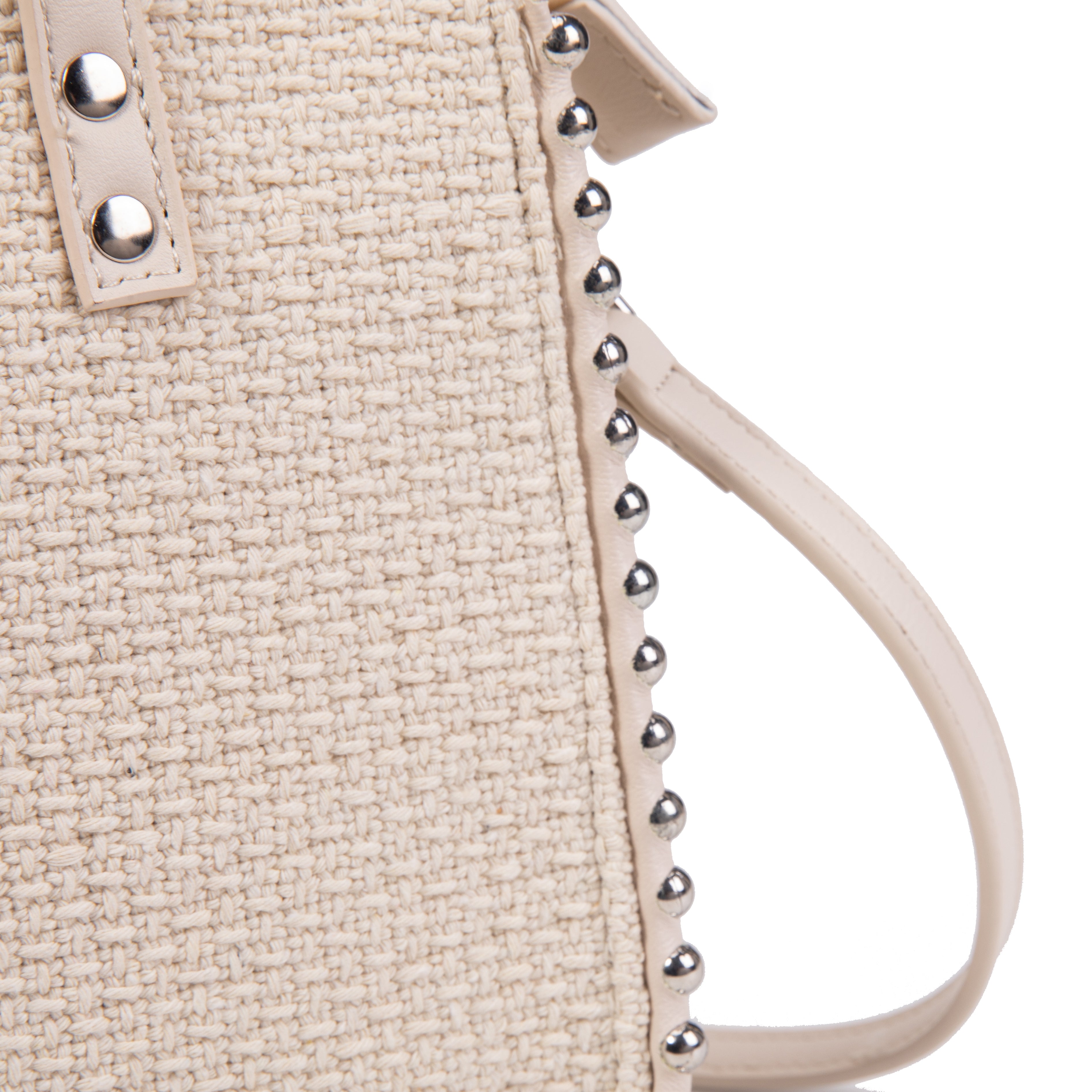 Shopper de rafia beige con tachuelas plateadas | Irene Stud Tote