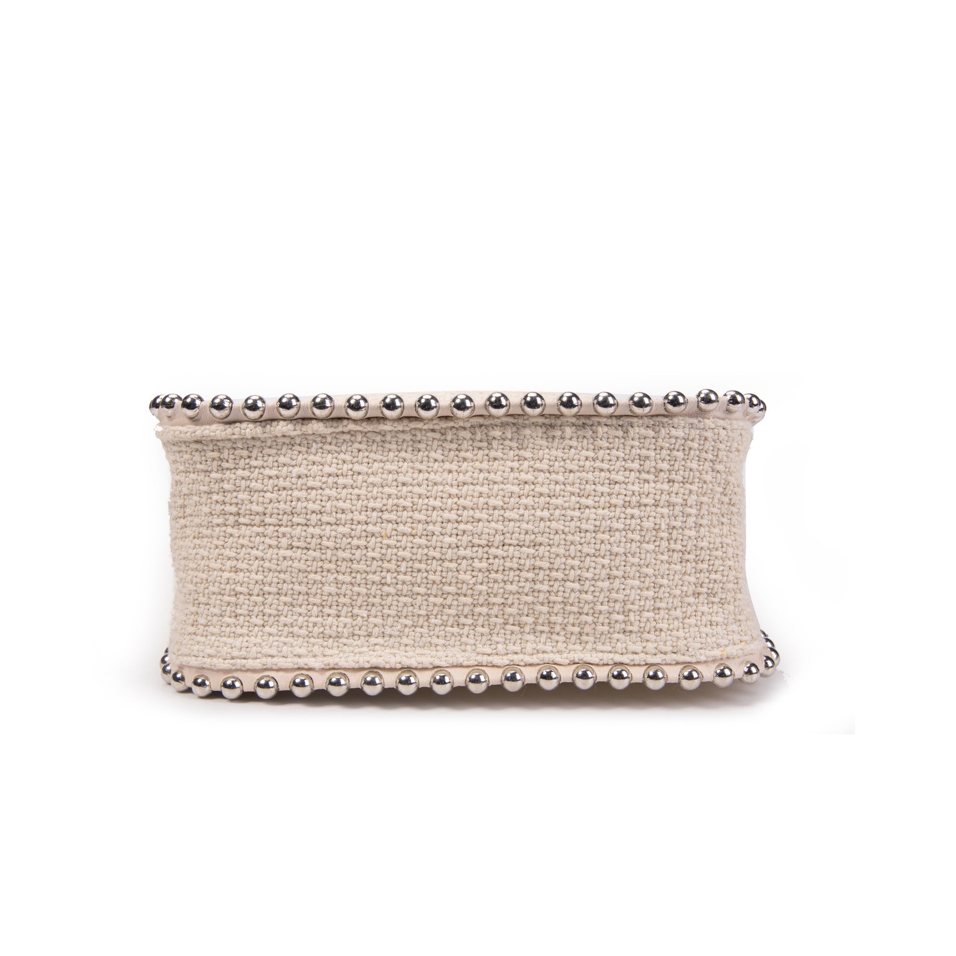 Shopper de rafia beige con tachuelas plateadas | Irene Stud Tote