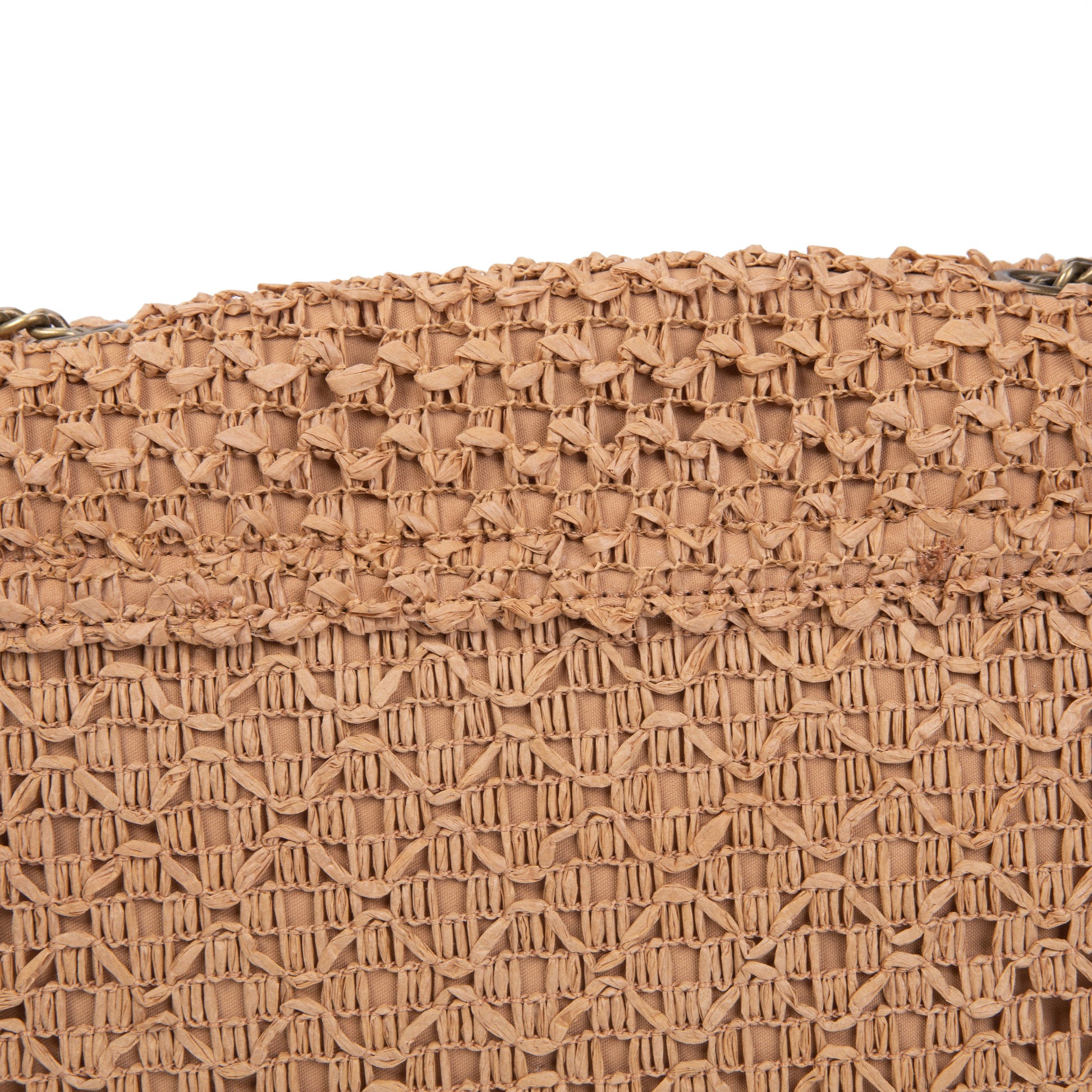 Mini bandolera de rafia con cadena y cierre giratorio | Irene Woven Chain Bag