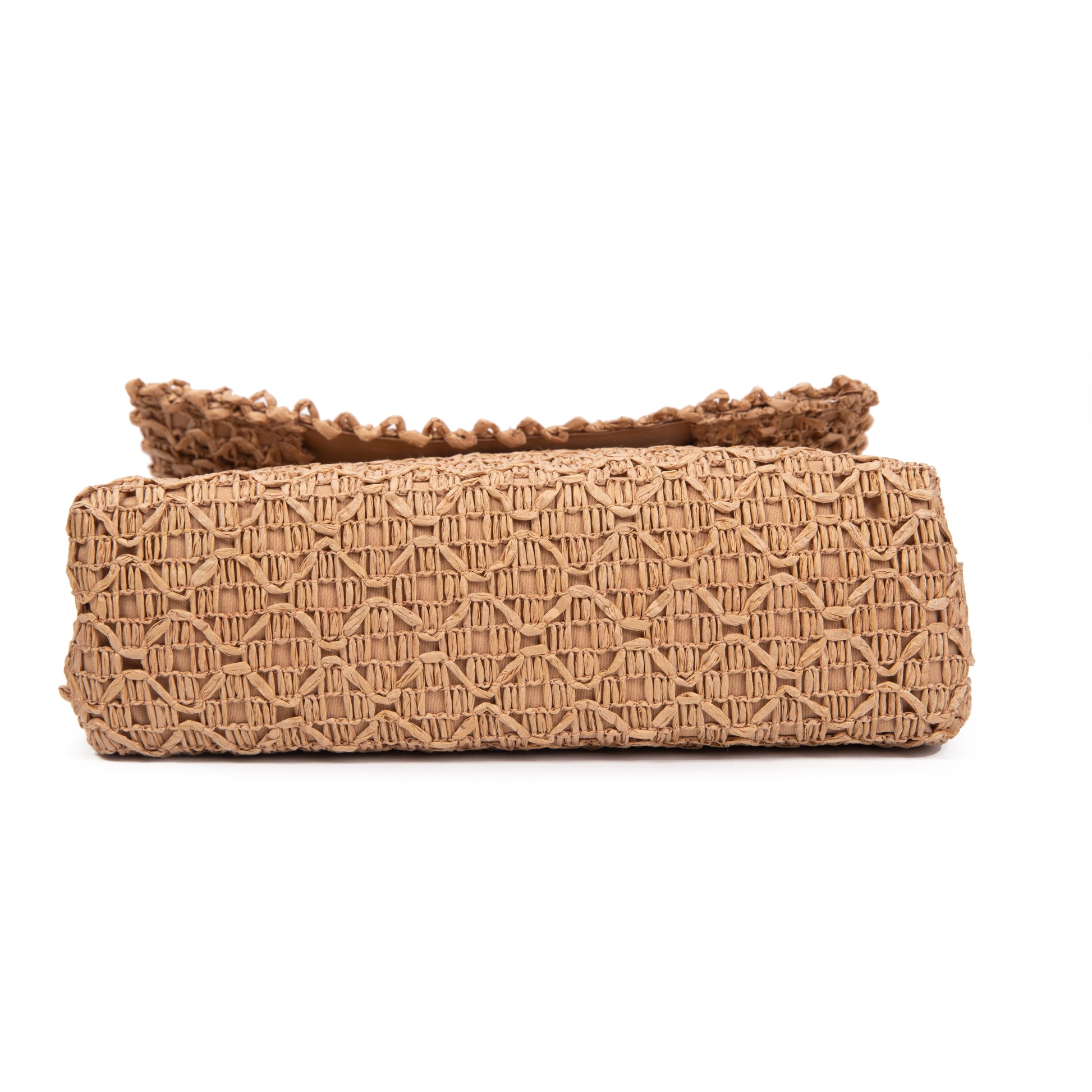 Mini bandolera de rafia con cadena y cierre giratorio | Irene Woven Chain Bag