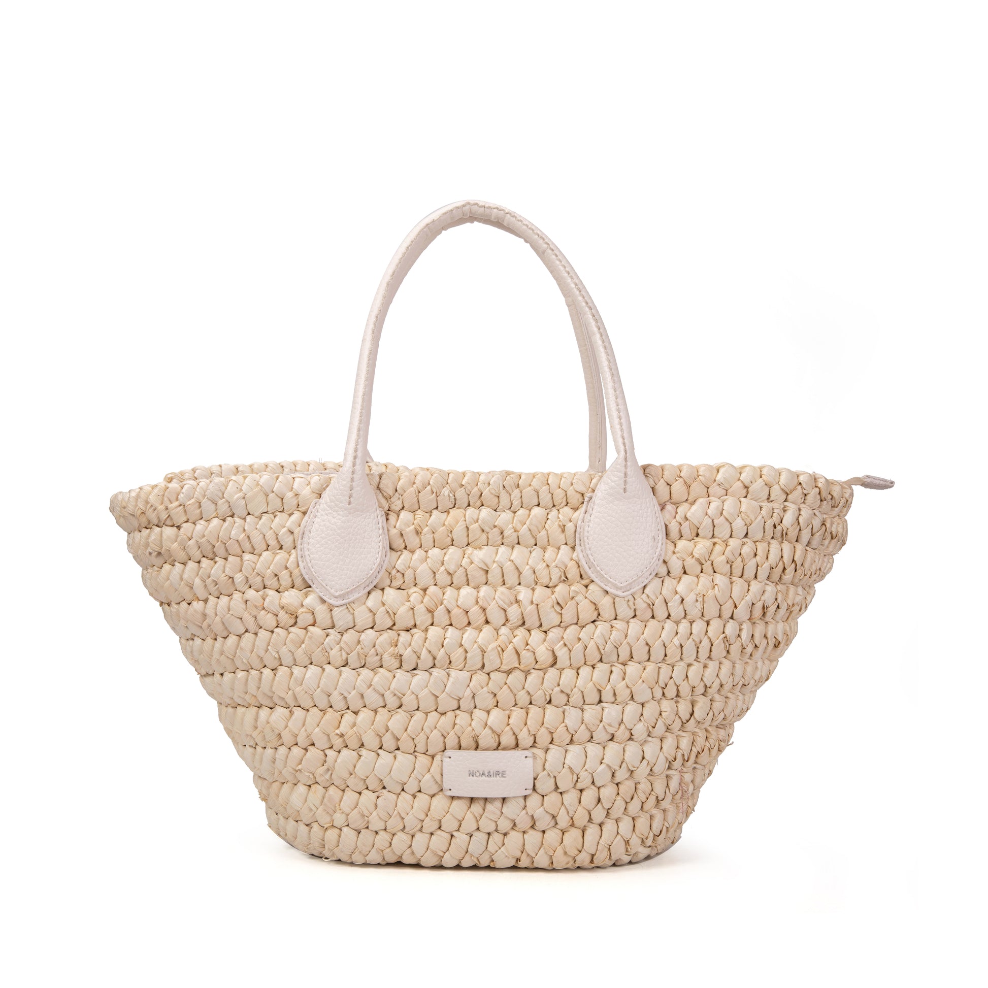 Capazo de palma trenzada con asas de piel vegana | Noa&IRE Seaside Tote