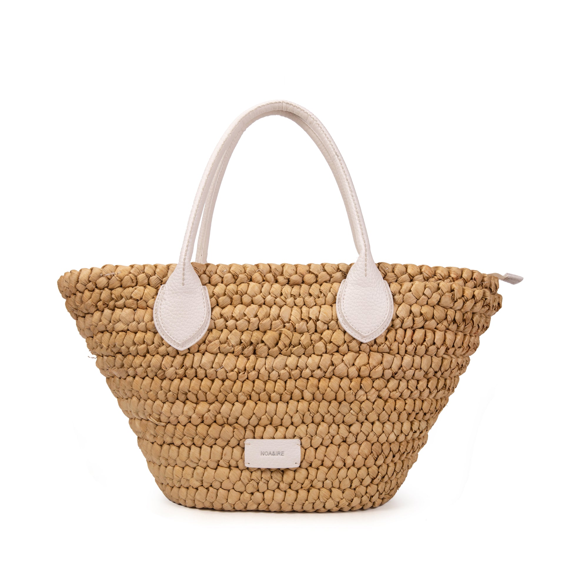 Capazo de palma trenzada con asas de piel vegana | Noa&IRE Seaside Tote