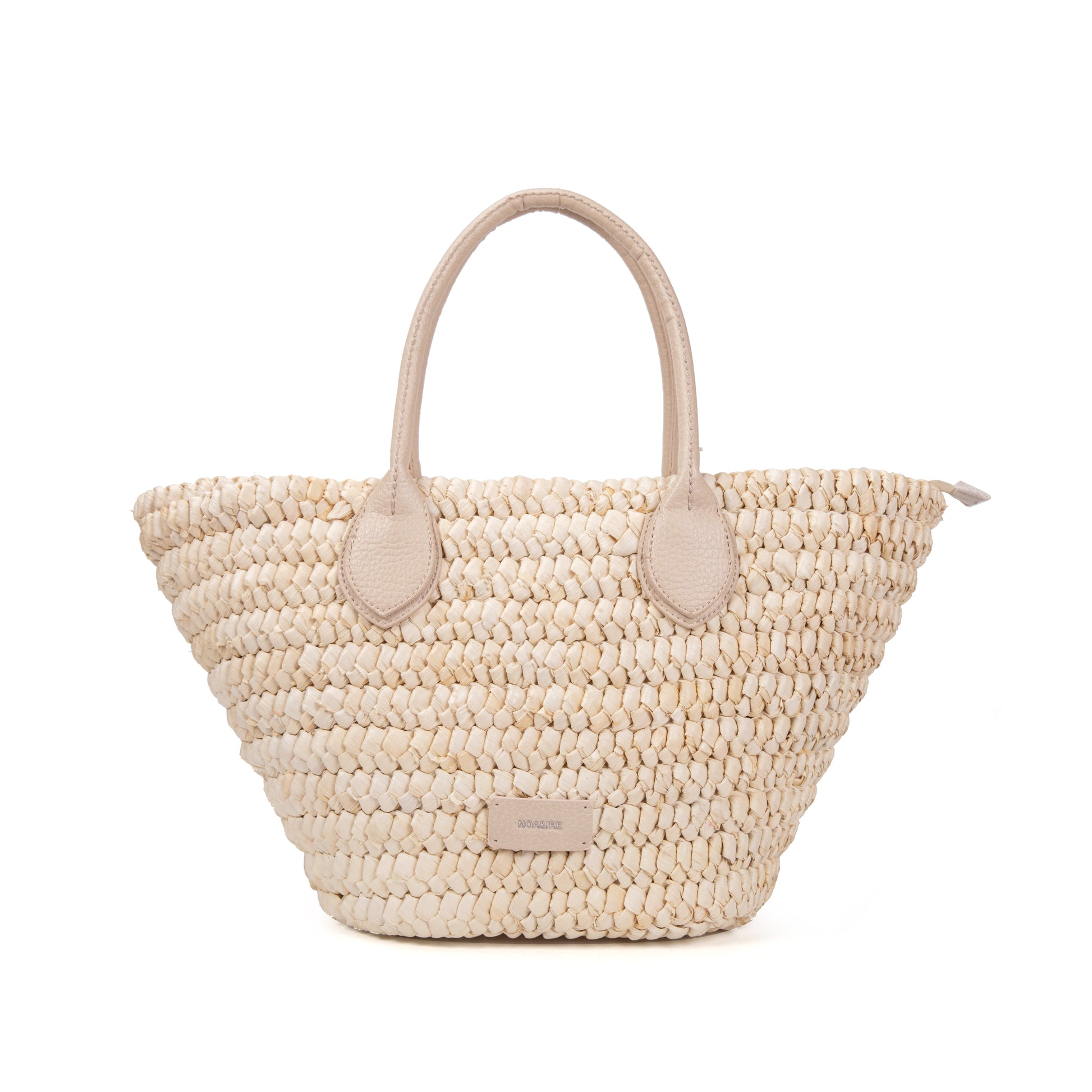Capazo de palma trenzada con asas de piel vegana | Noa&IRE Seaside Tote