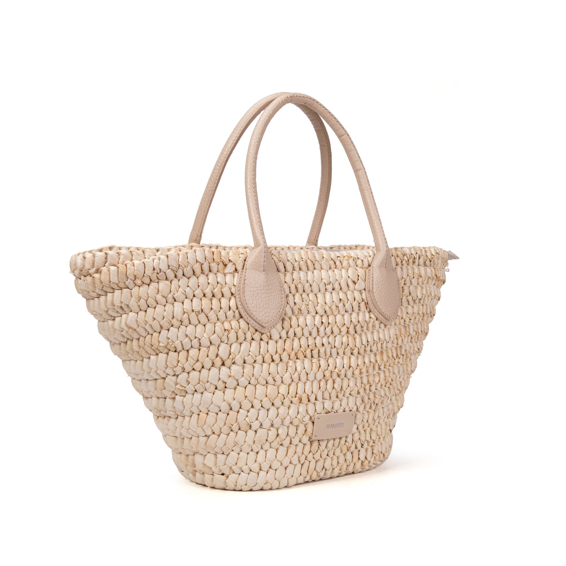 Capazo de palma trenzada con asas de piel vegana | Noa&IRE Seaside Tote