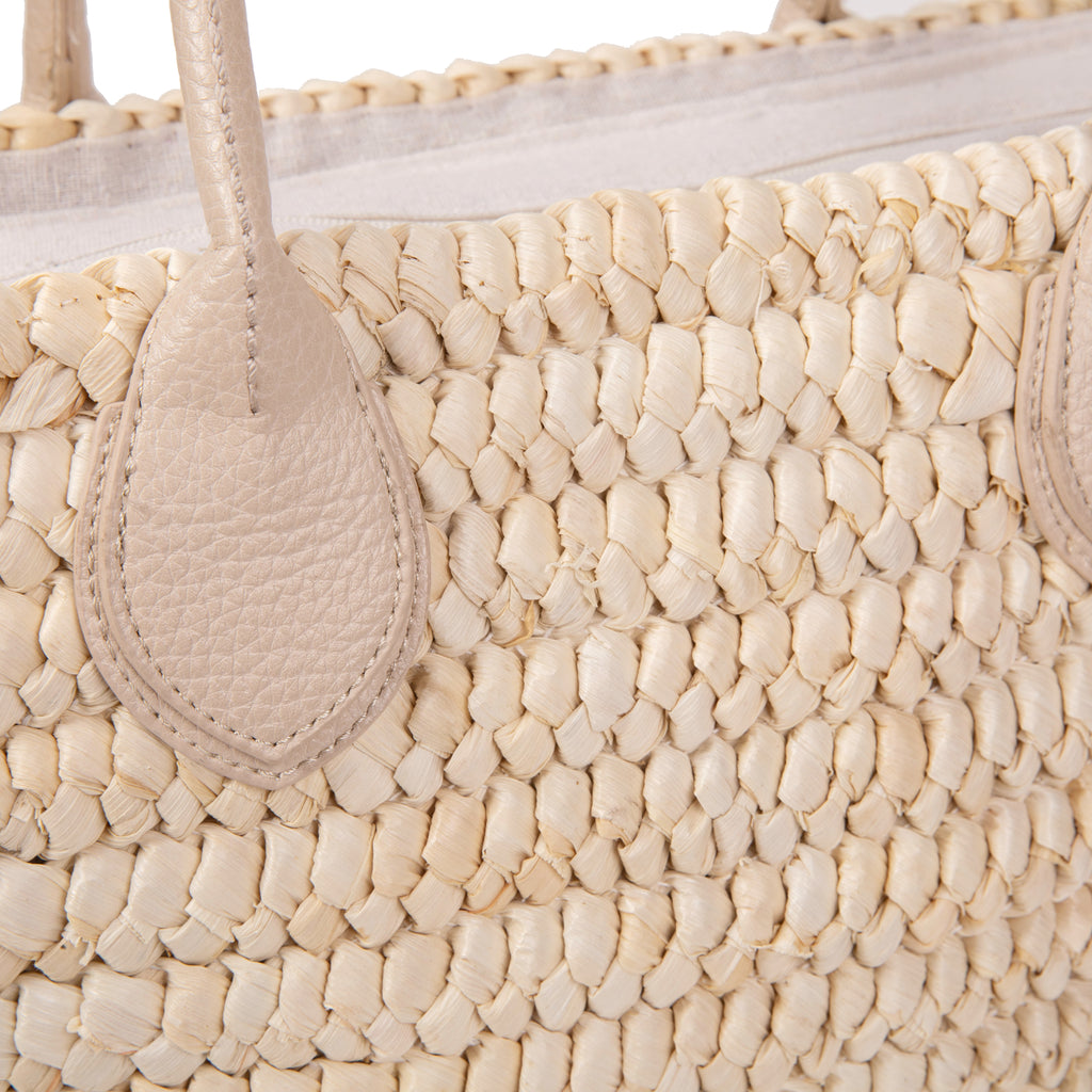Capazo de palma trenzada con asas de piel vegana | Noa&IRE Seaside Tote