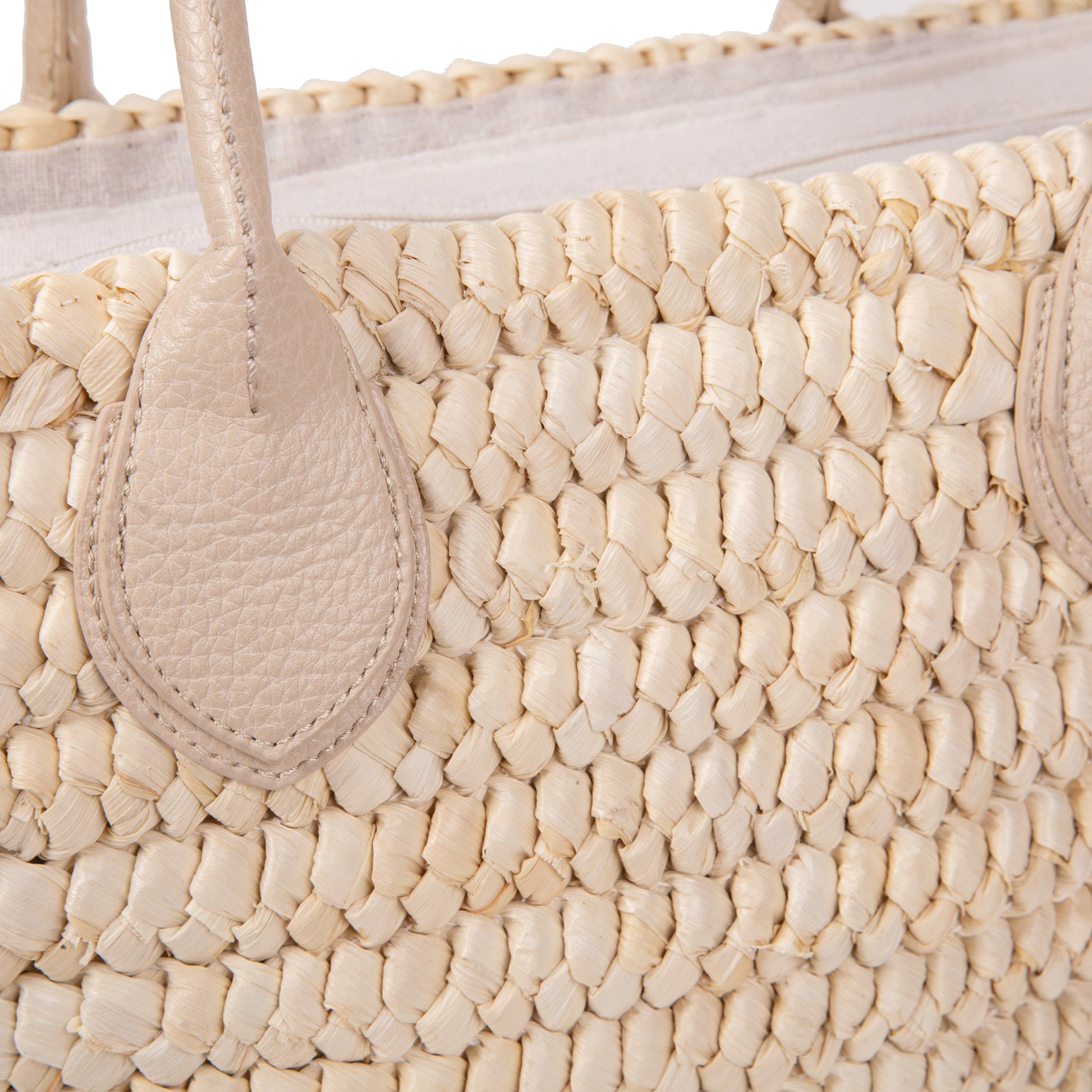 Capazo de palma trenzada con asas de piel vegana | Noa&IRE Seaside Tote