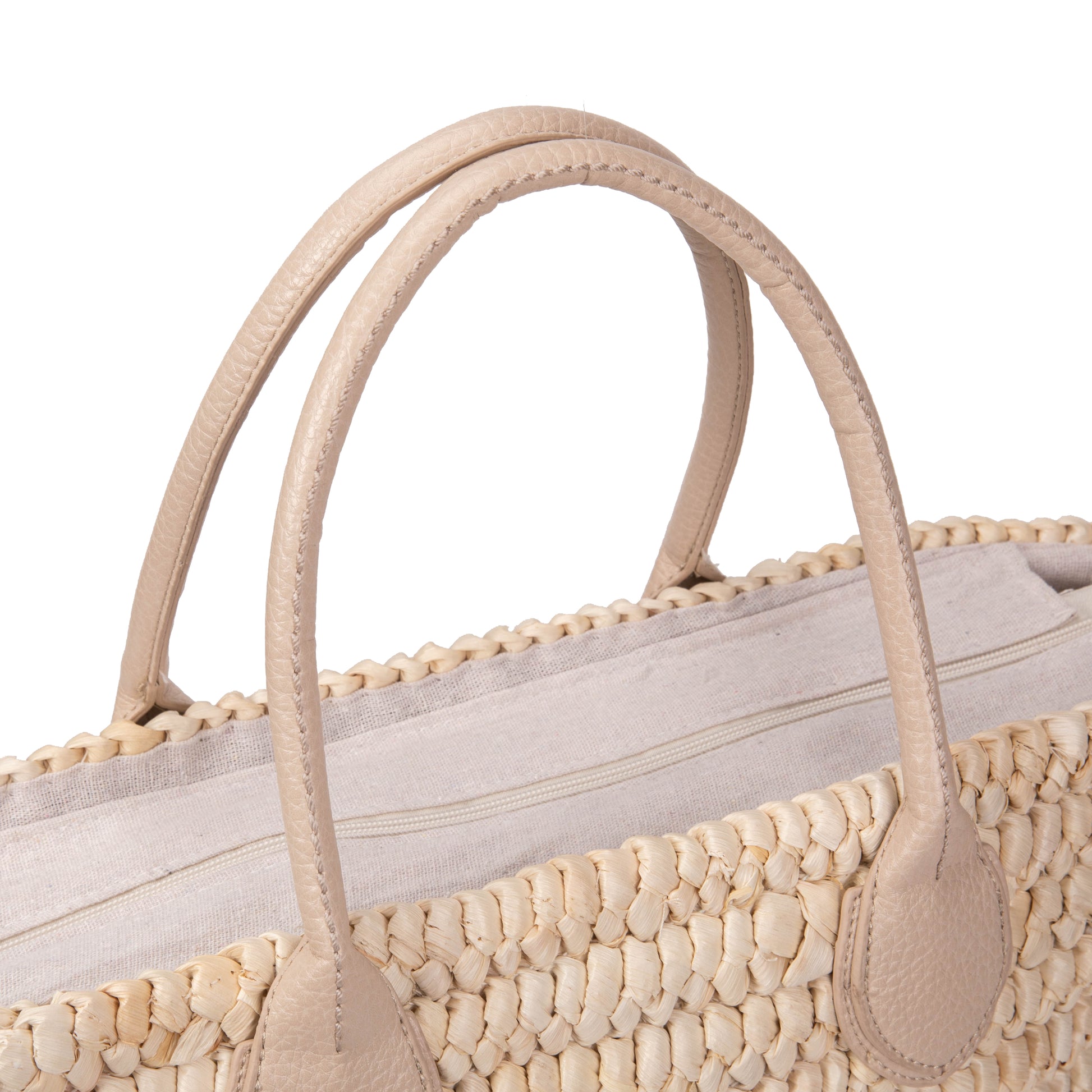 Capazo de palma trenzada con asas de piel vegana | Noa&IRE Seaside Tote
