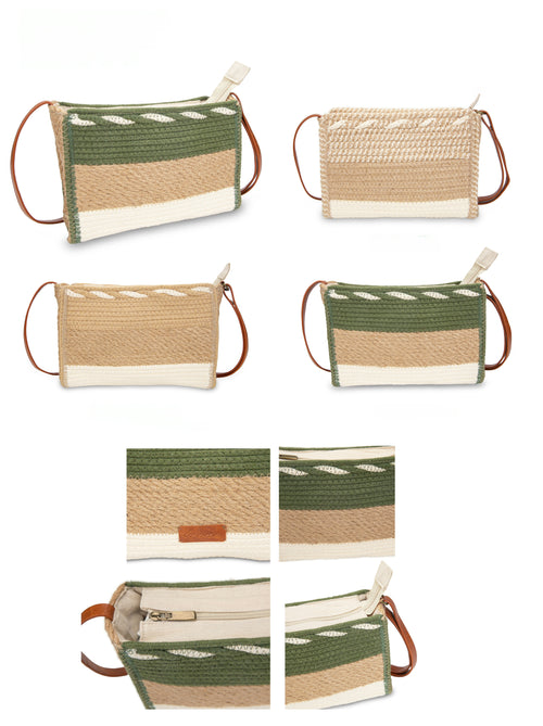Bandolera de cuerda trenzada tricolor | Irene Eco Crossbody