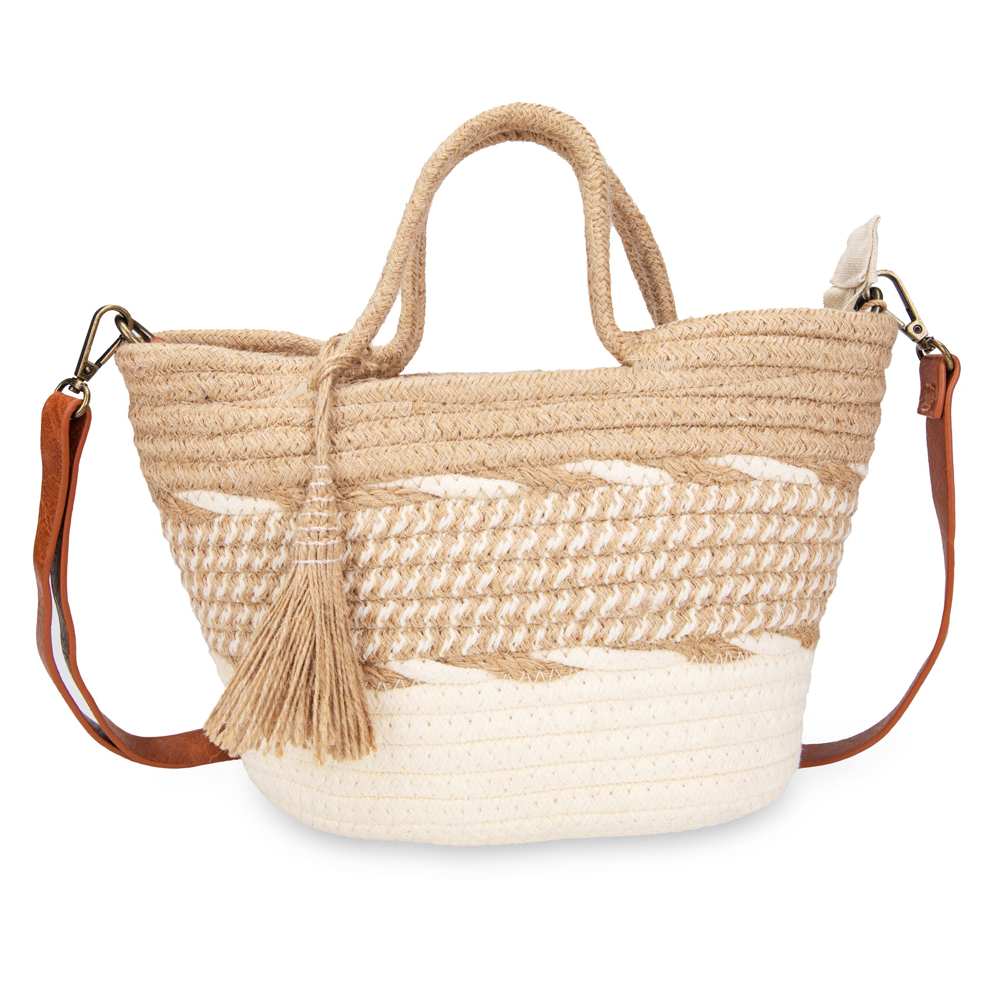 Bolso jute & algodón con borla | Irene® Riviera Tassel Bag