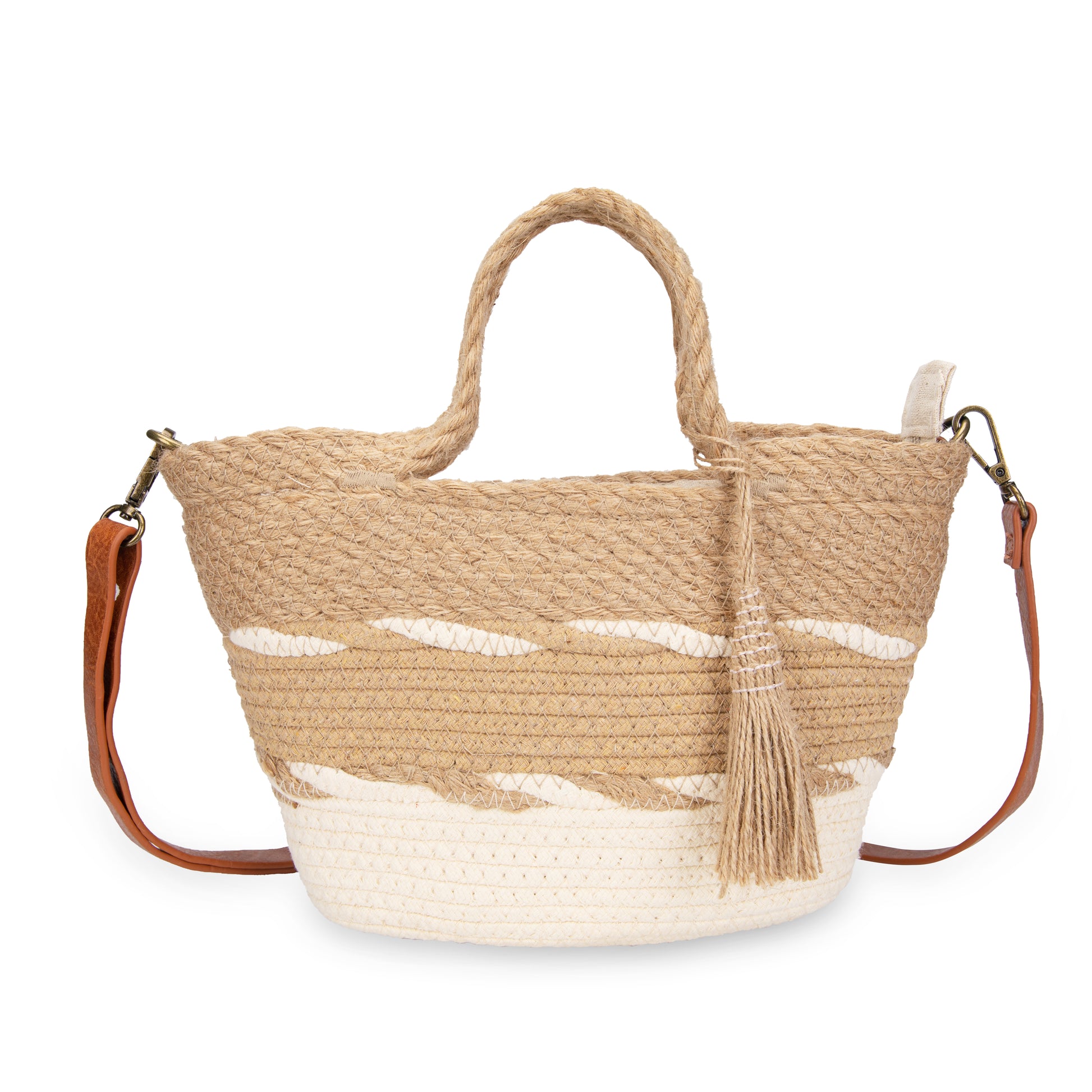 Bolso jute & algodón con borla | Irene® Riviera Tassel Bag