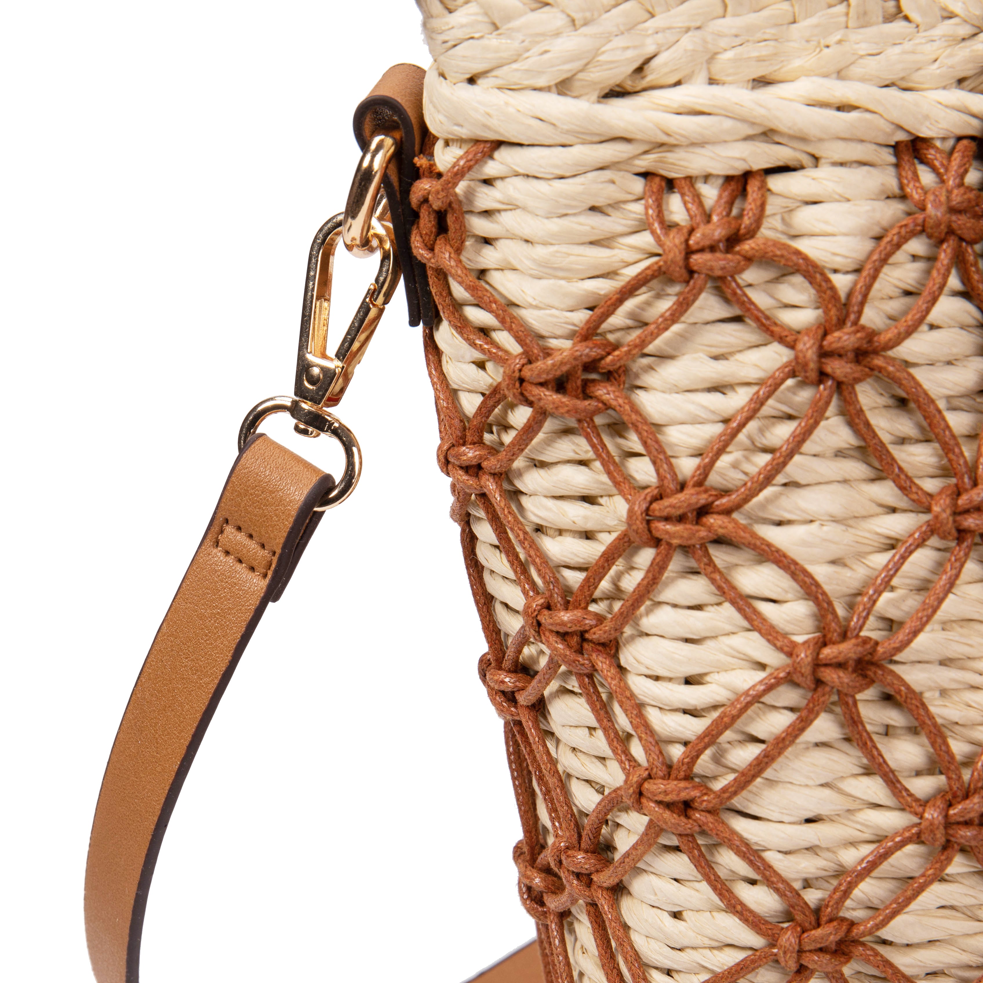 Bolso Shopper de Rafia con Macramé