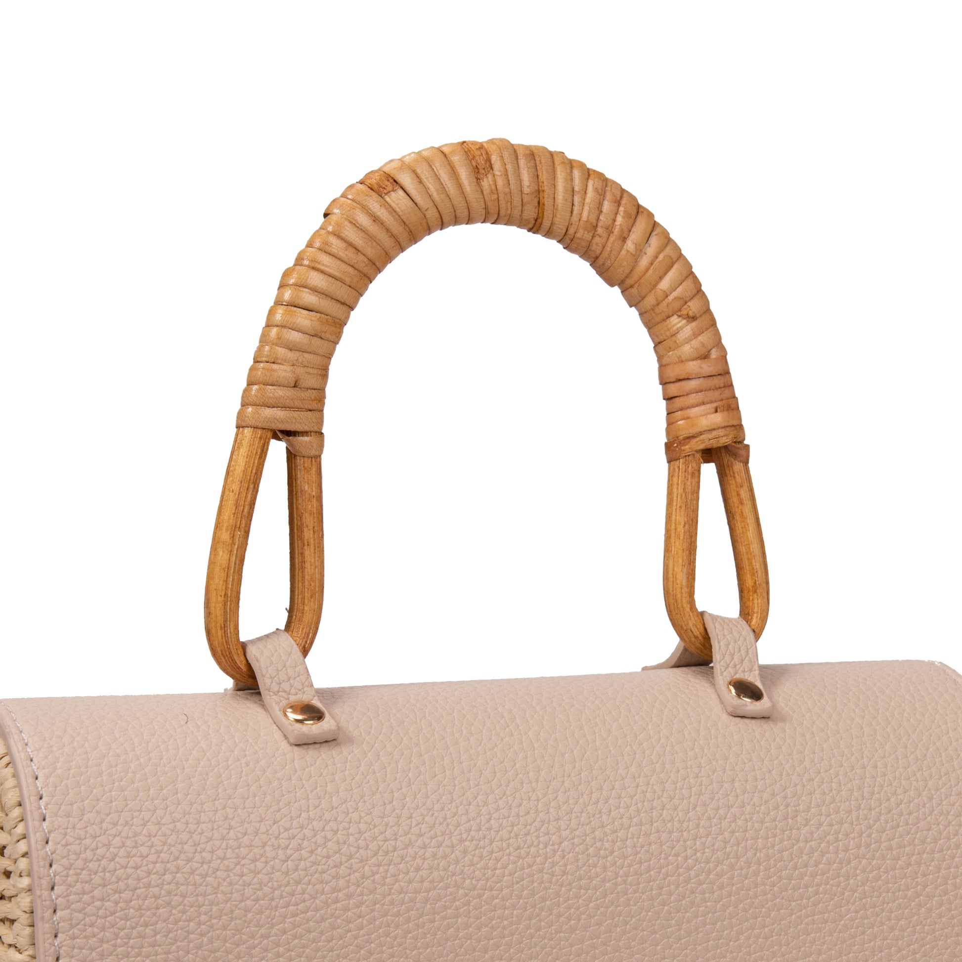 Bolso “Bamboo Chic” | Bolso mini rígido de rafia con solapa de ecopiel