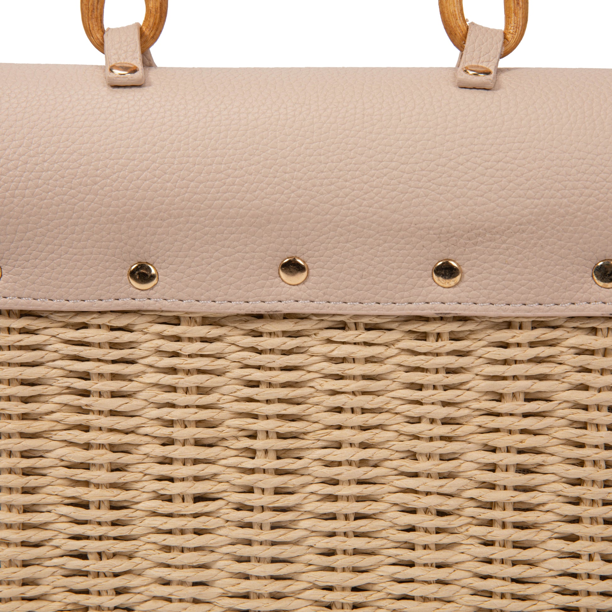 Bolso “Bamboo Chic” | Bolso mini rígido de rafia con solapa de ecopiel