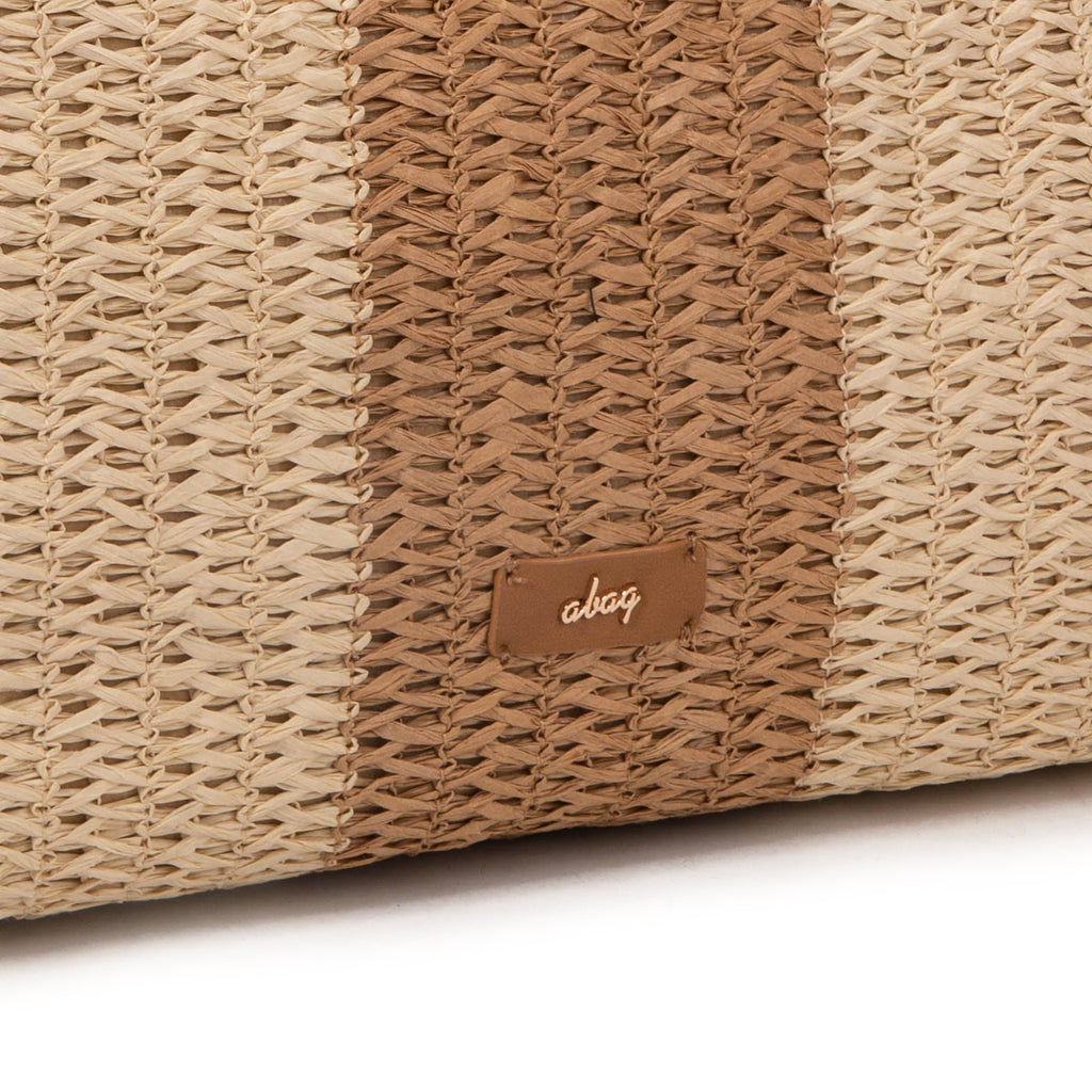 Bolso tote de rafia bicolor con asas de bambú | Abag® Bamboo Stripe