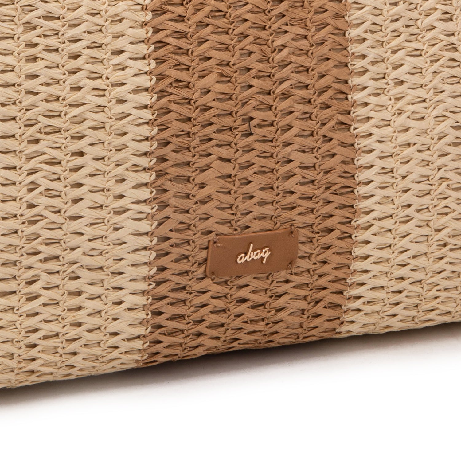 Bolso tote de rafia bicolor con asas de bambú | Abag® Bamboo Stripe