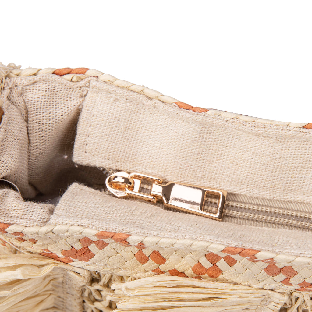 Bolso de rafia con flecos y bandolera regulable | Diseño artesanal exclusivo para verano 2025 | Ligero y natural | Edición limitada | ABAG