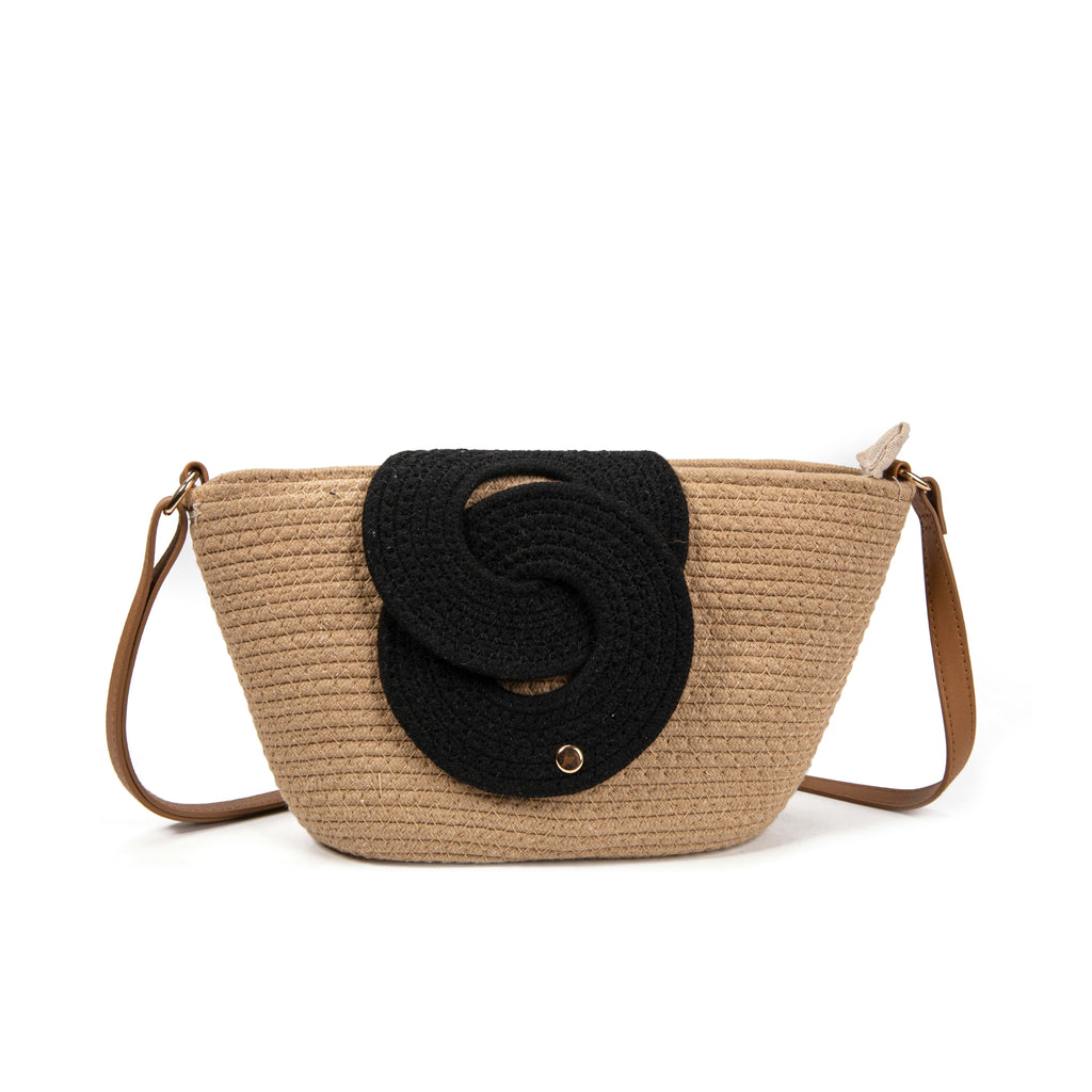 Bolso de algodón con detalle frontal entrelazado y bandolera ajustable | Diseño compacto y elegante para verano 2025 | Edición limitada