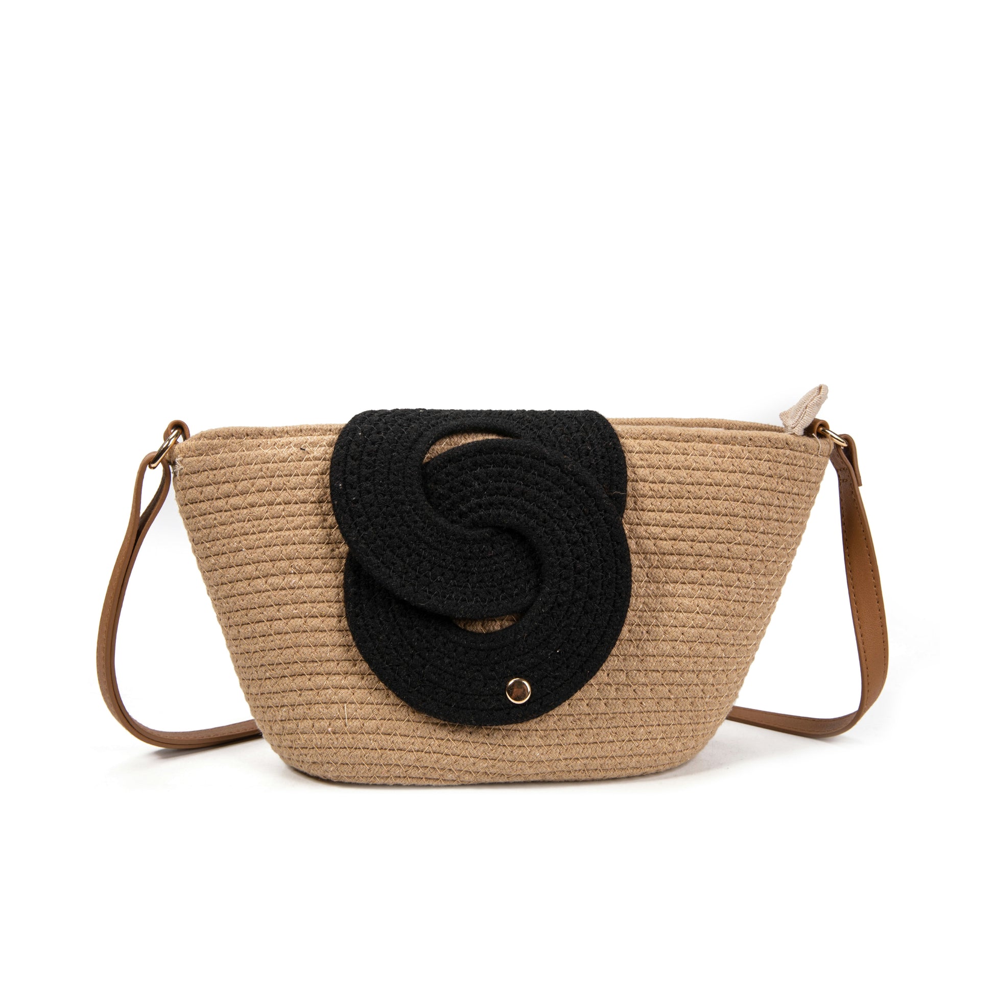 Bolso de algodón con detalle frontal entrelazado y bandolera ajustable | Diseño compacto y elegante para verano 2025 | Edición limitada