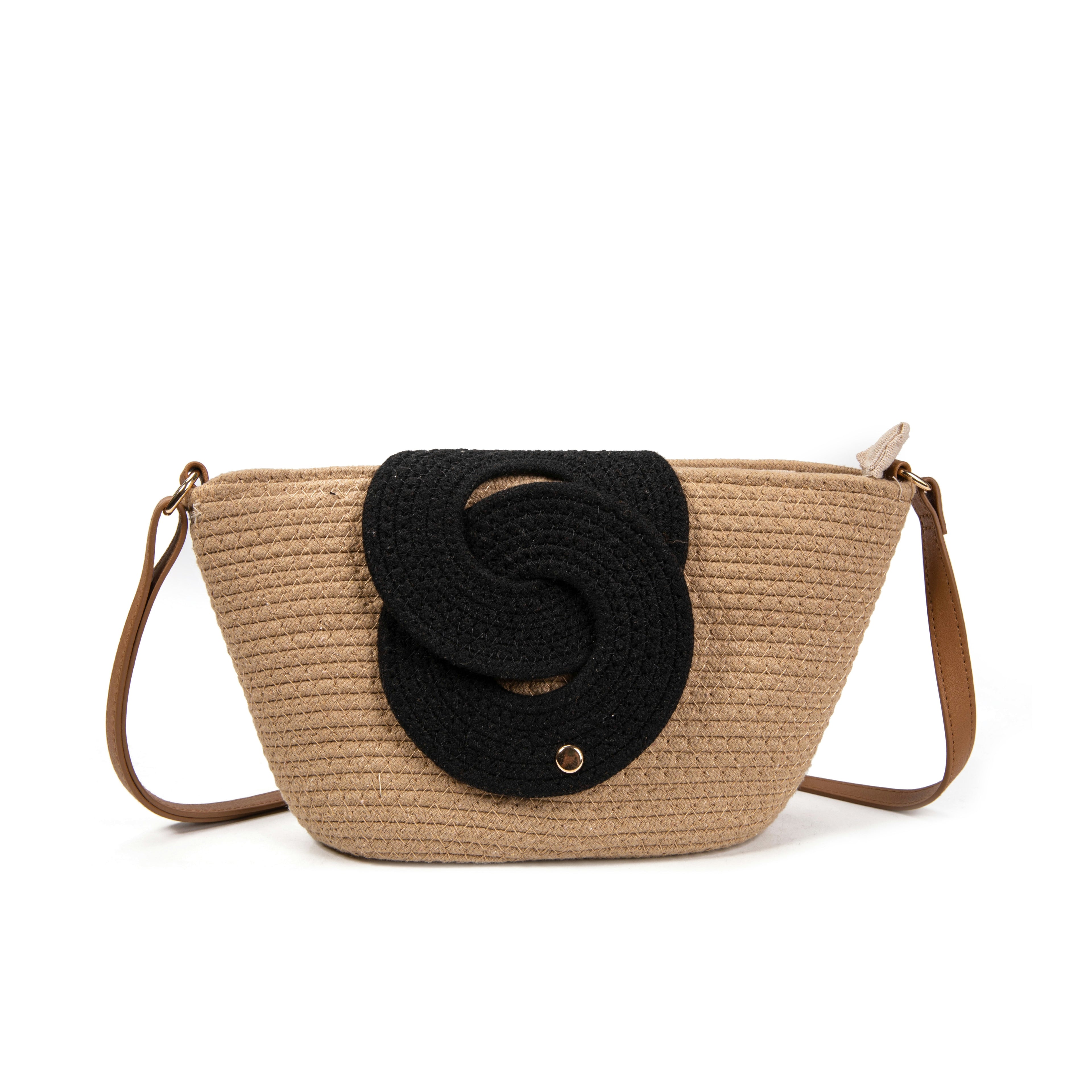 Bolso de algodón con detalle frontal entrelazado y bandolera ajustable | Diseño compacto y elegante para verano 2026 | Edición limitada