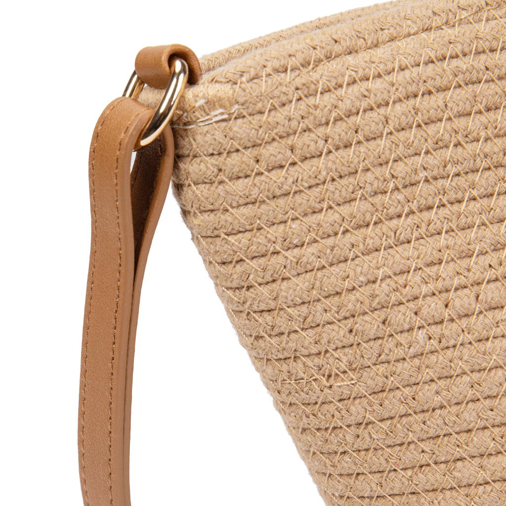 Bolso de algodón con detalle frontal entrelazado y bandolera ajustable | Diseño compacto y elegante para verano 2025 | Edición limitada