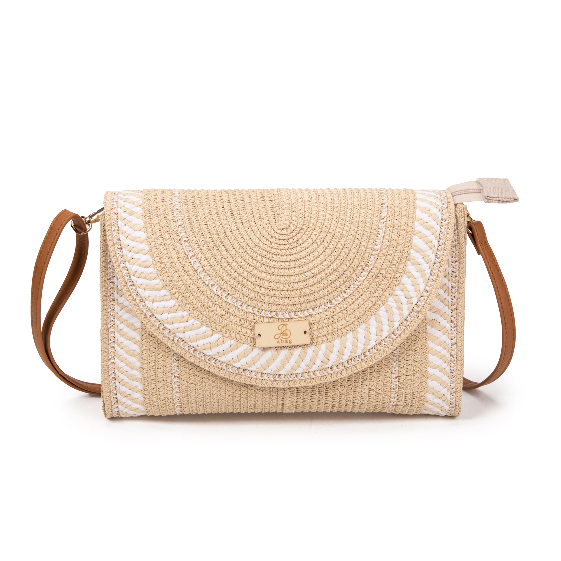 Clutch de rafia bicolor con solapa circular | Abag® Riviera Envelope