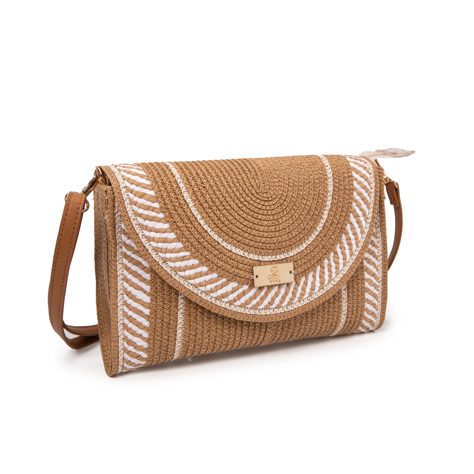 Clutch de rafia bicolor con solapa circular | Abag® Riviera Envelope
