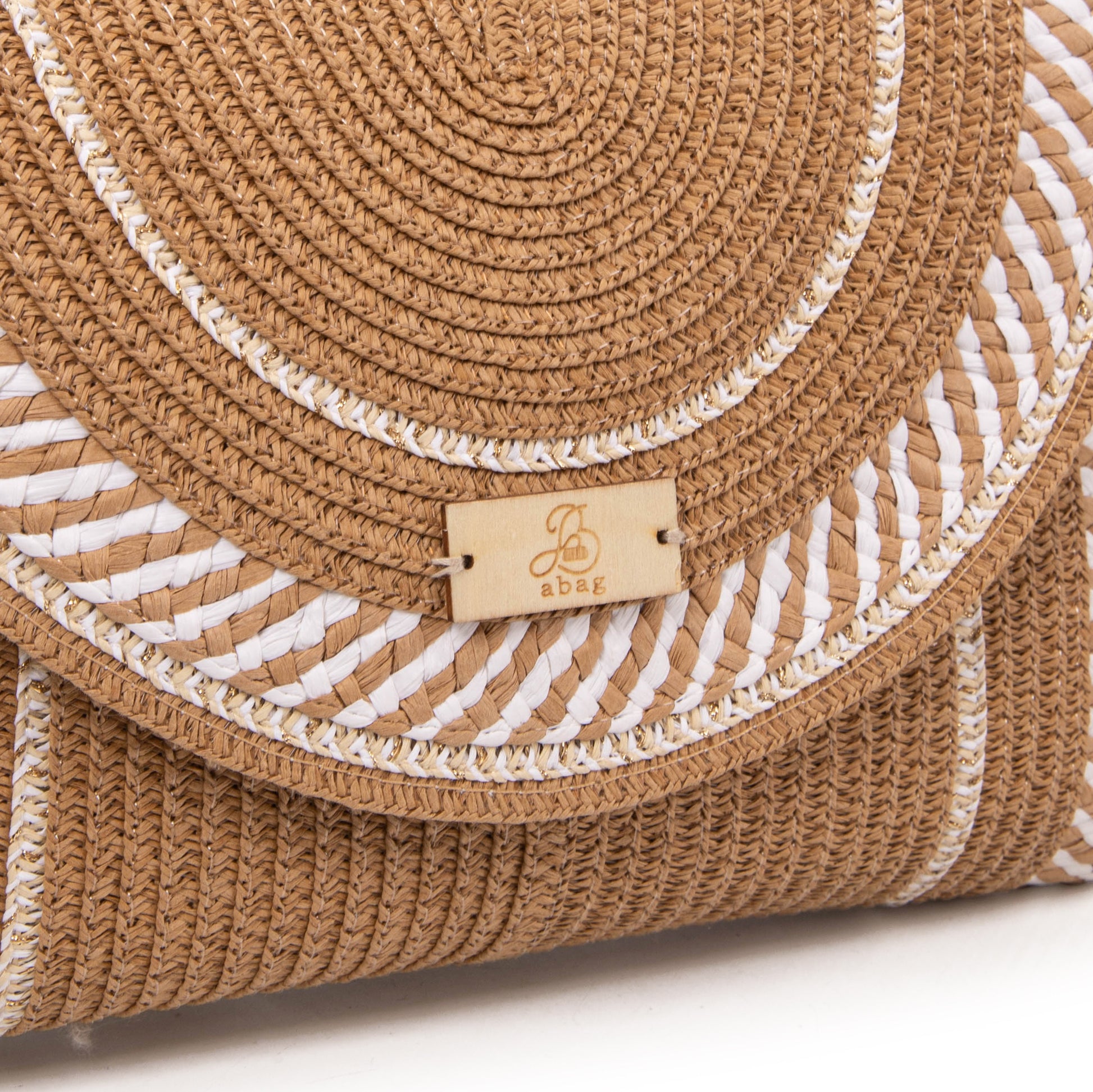 Clutch de rafia bicolor con solapa circular | Abag® Riviera Envelope