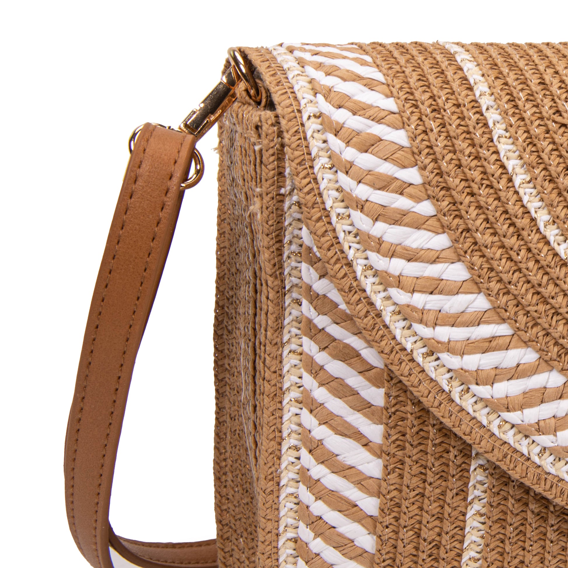 Clutch de rafia bicolor con solapa circular | Abag® Riviera Envelope