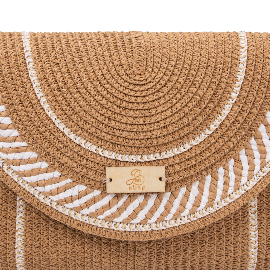 Clutch de rafia bicolor con solapa circular | Abag® Riviera Envelope