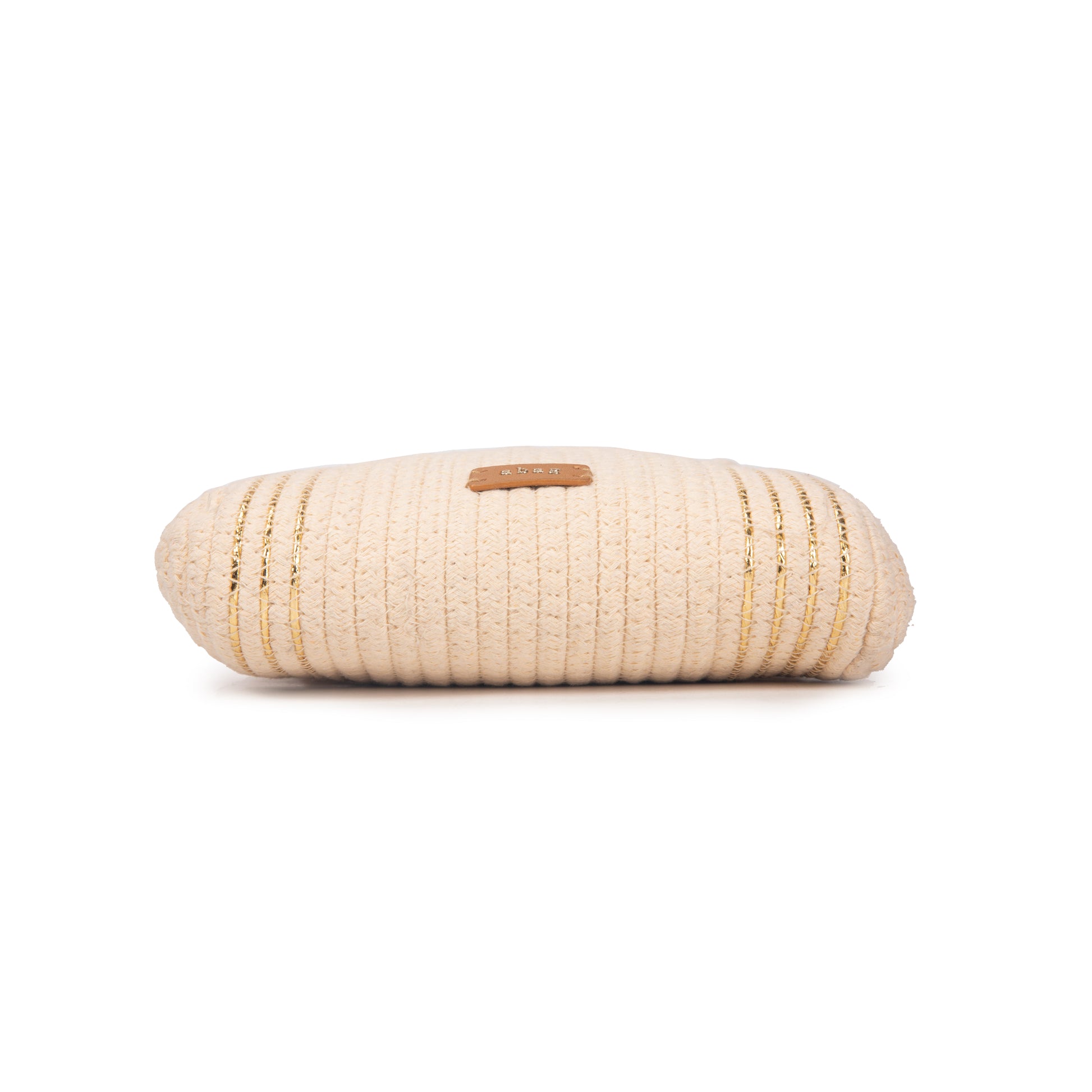Bolso de algodón con asa circular y bordados dorados | Elegante, versátil y ligero | Modelo exclusivo verano 2025 | Edición limitada | ABAG