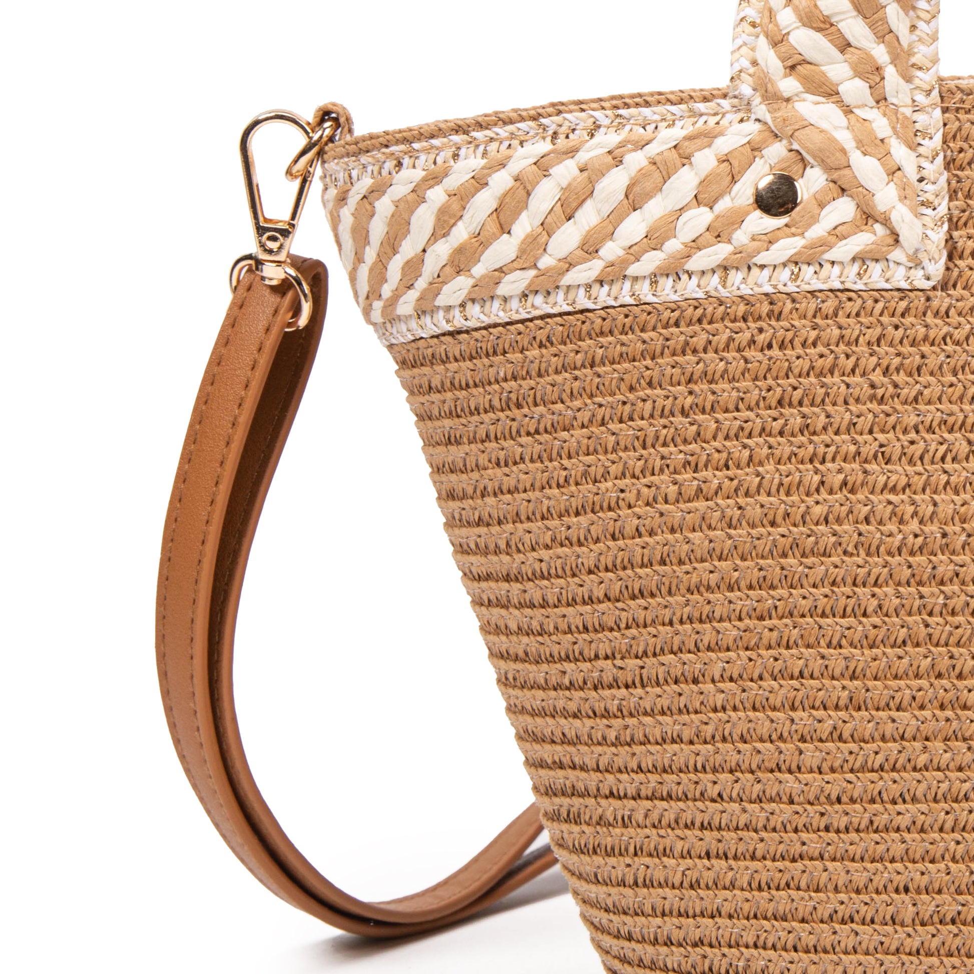 Bolso de rafia trenzada con asa corta y bandolera | Capazo mini de verano mujer