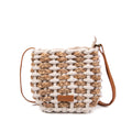 Bolso bucket de yute tejido macramé con correa de piel | Crossbody Irene Bag