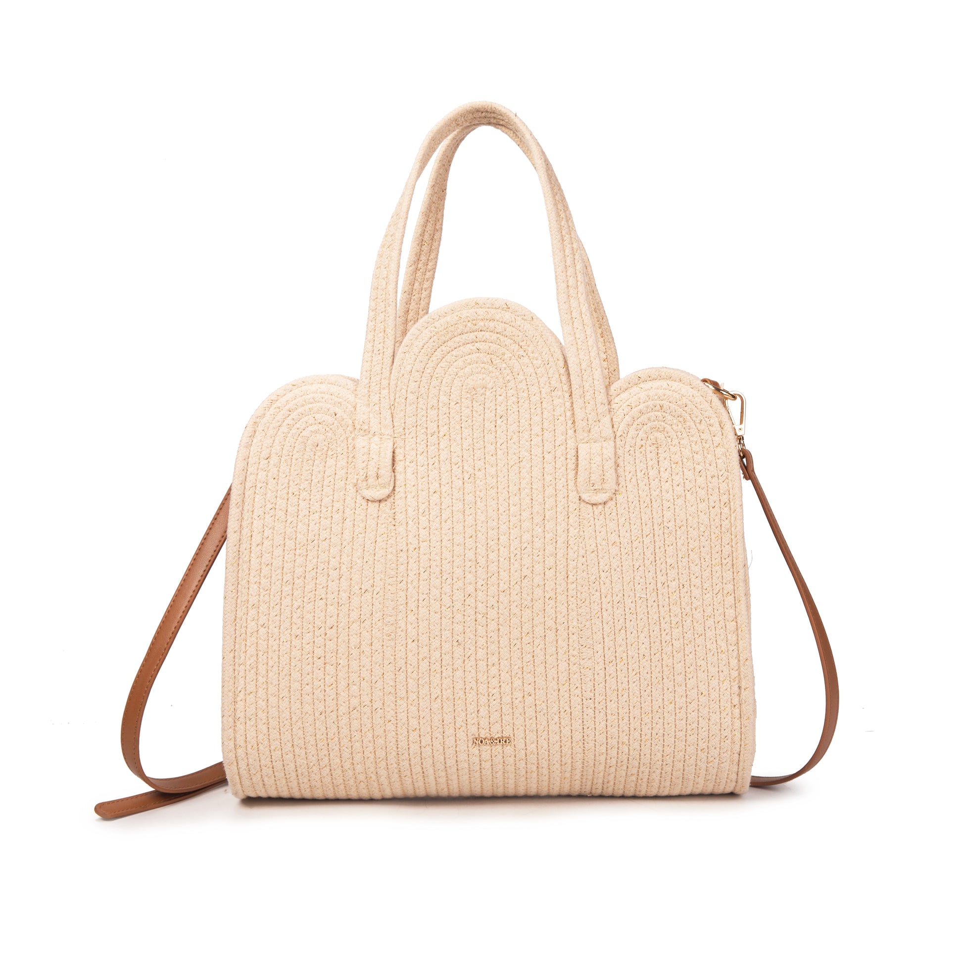 Bolso tote de rafia con silueta nube y lurex dorado | Shopper NOA&IRE