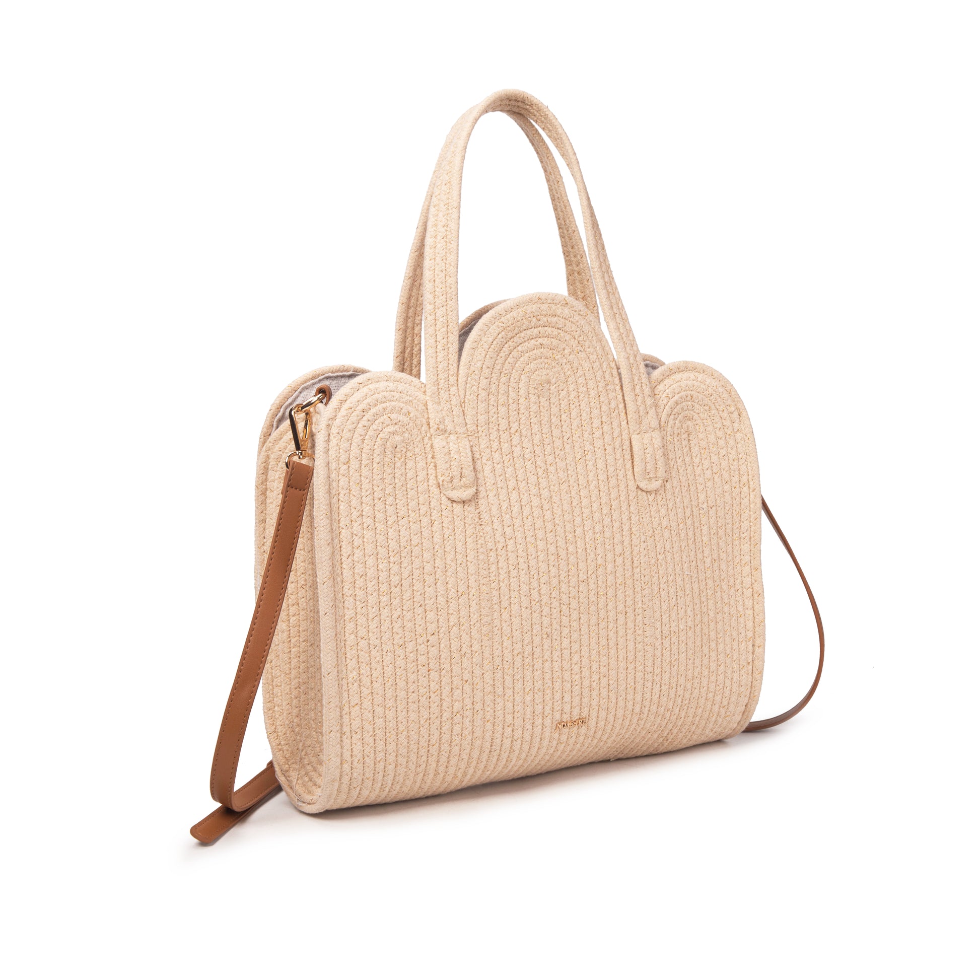 Bolso tote de rafia con silueta nube y lurex dorado | Shopper NOA&IRE