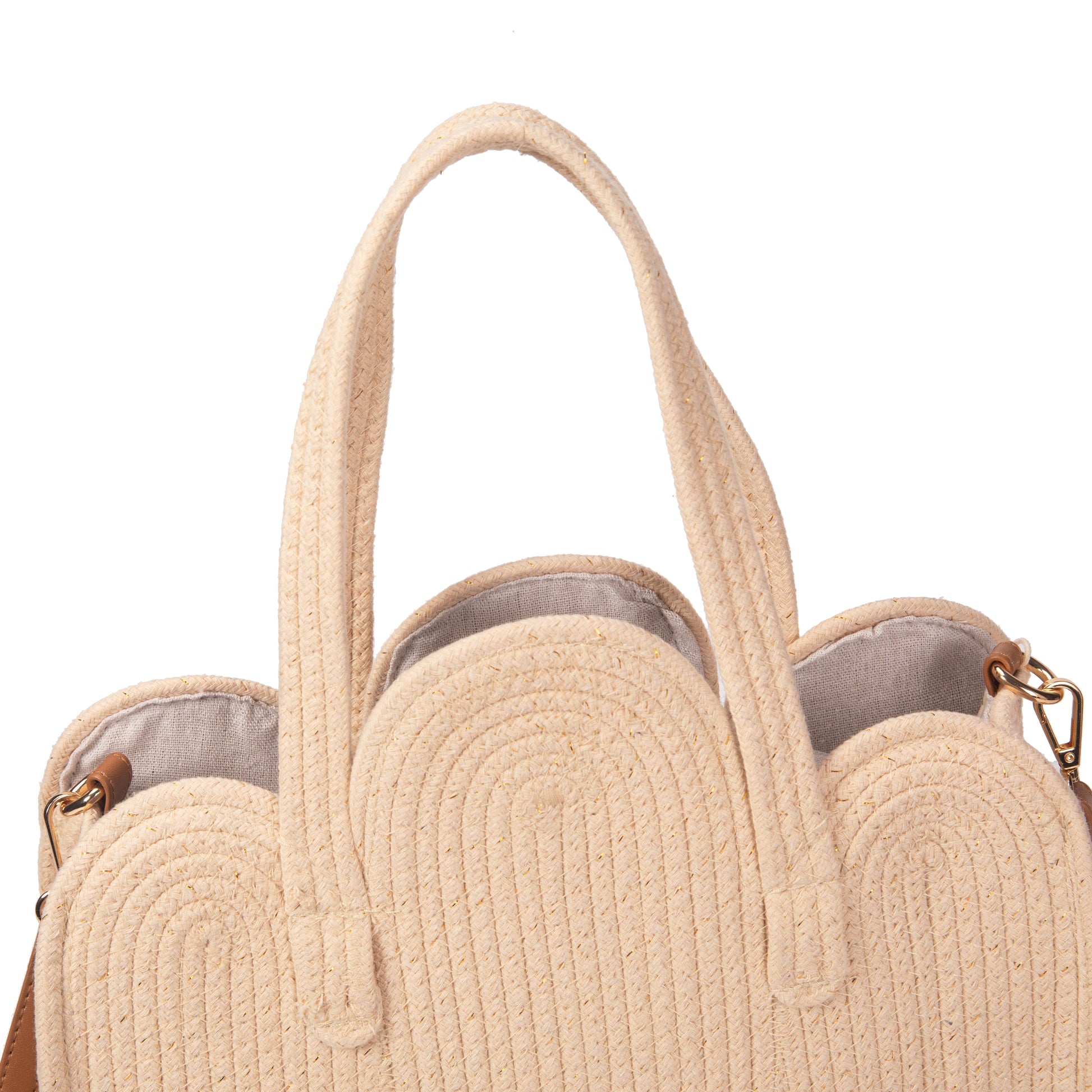 Bolso tote de rafia con silueta nube y lurex dorado | Shopper NOA&IRE