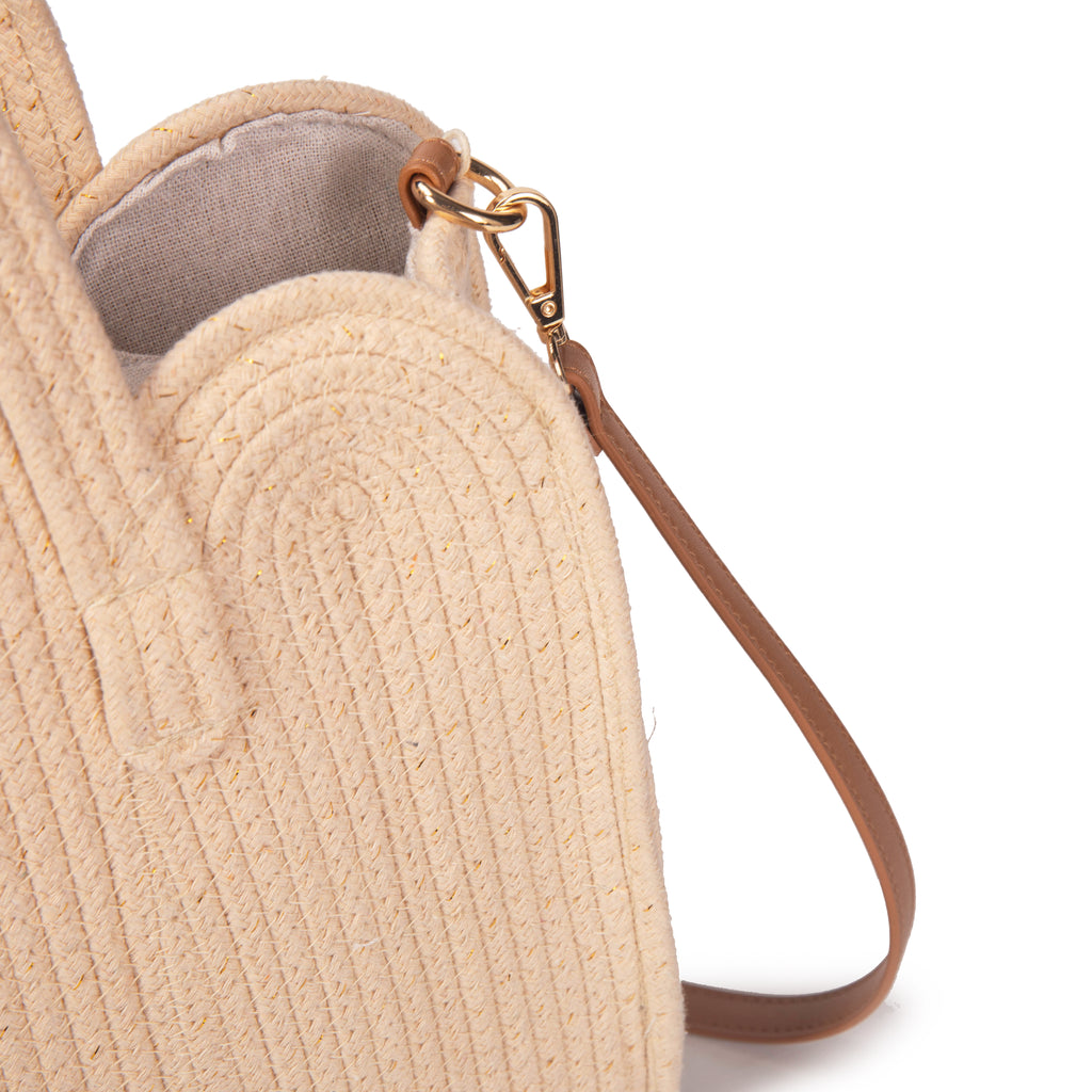 Bolso tote de rafia con silueta nube y lurex dorado | Shopper NOA&IRE