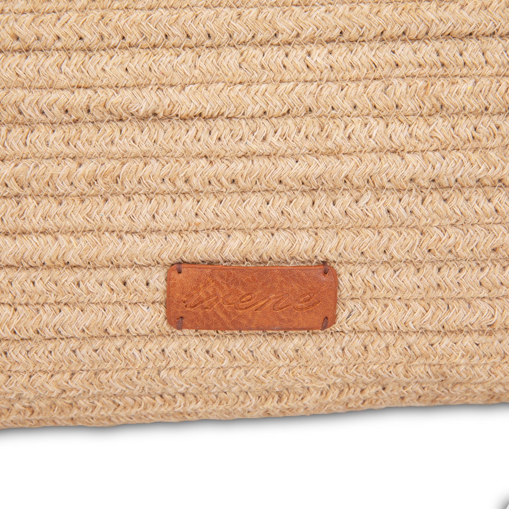 Maletín de rafia con asa de bambú y franjas khaki | Irene Bamboo Case