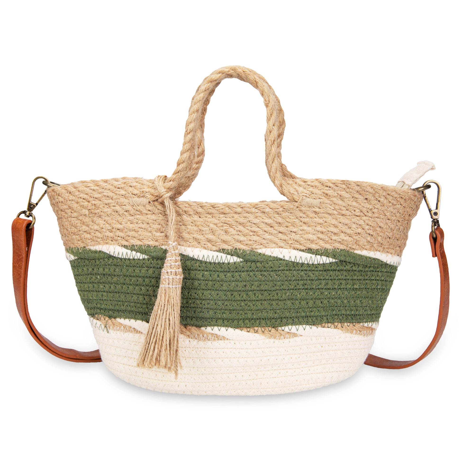 Bolso jute & algodón con borla | Irene® Riviera Tassel Bag