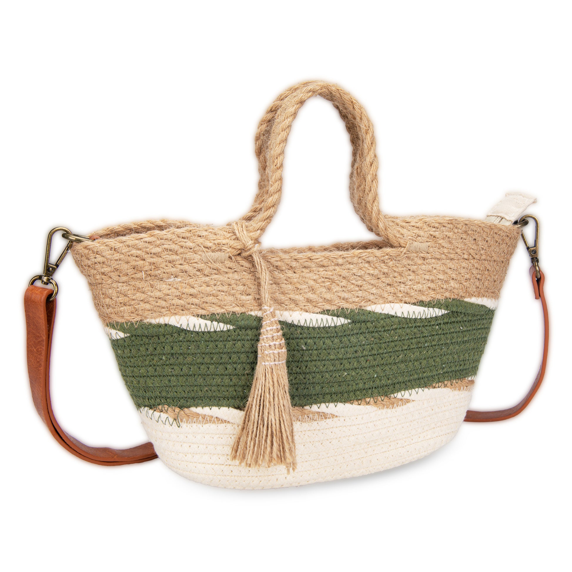 Bolso jute & algodón con borla | Irene® Riviera Tassel Bag