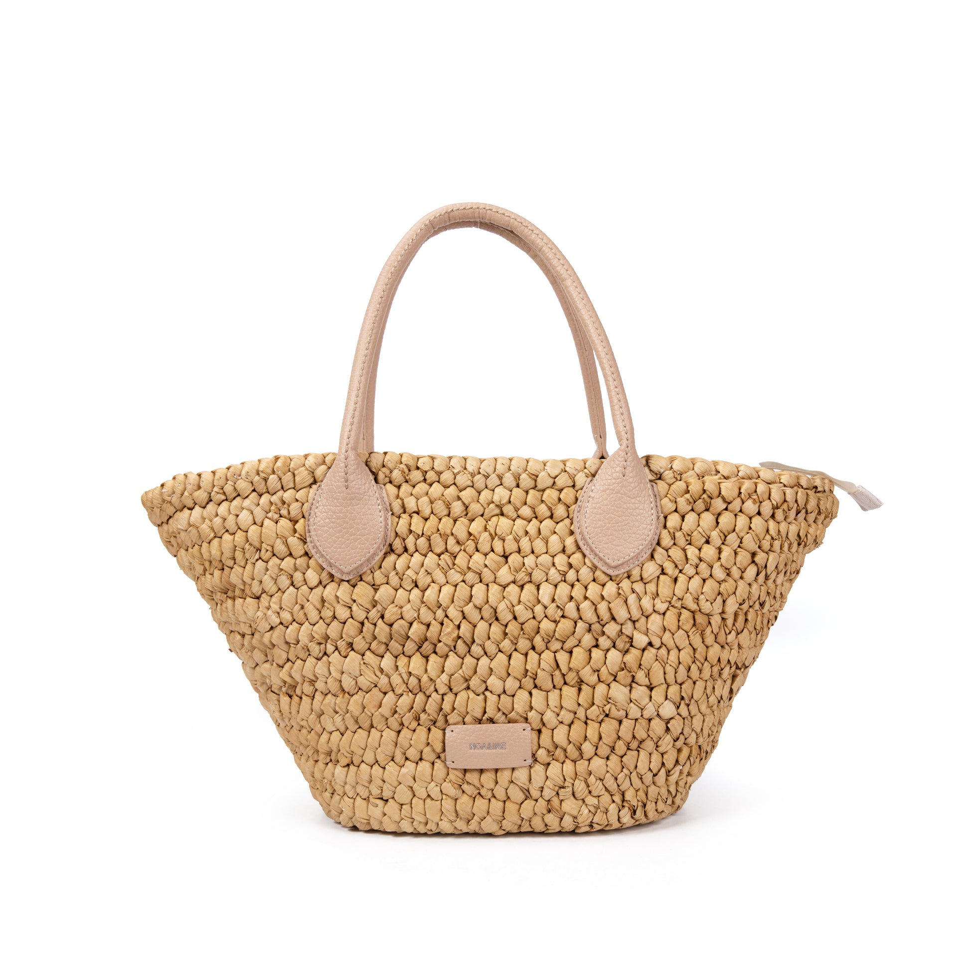 Capazo de palma trenzada con asas de piel vegana | Noa&IRE Seaside Tote